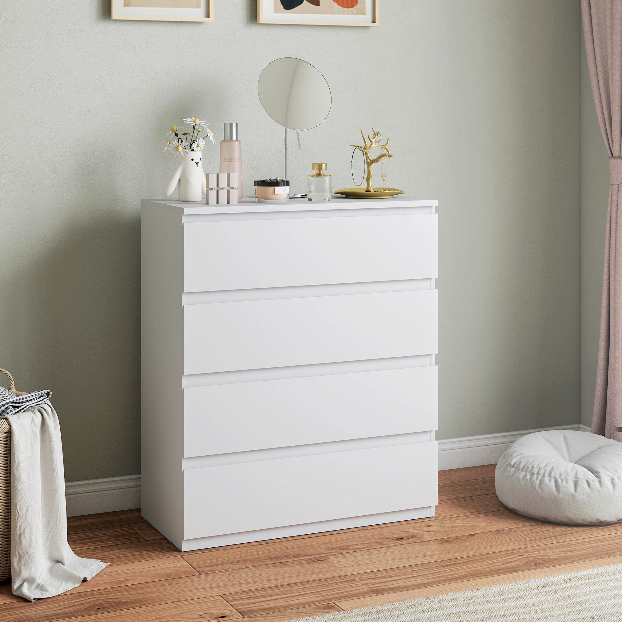 HOMCOM Chest of Four Drawers - White