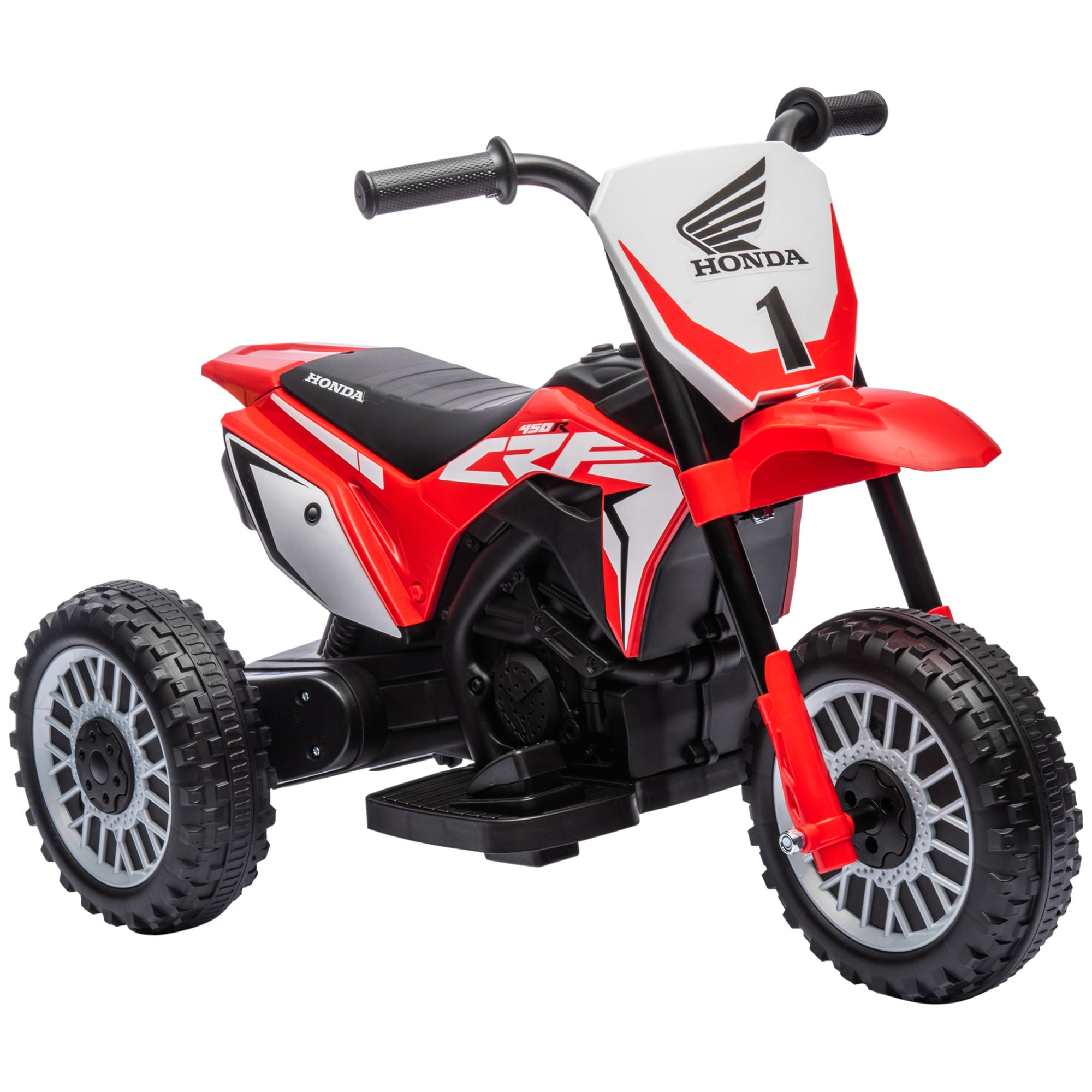 HOMCOM 6V Kids Motorbike, Three-Wheel Kids Electric Bike with Horn, Startup Sound for Ages 18-36 Months - Red - North Peak Garden Furniture