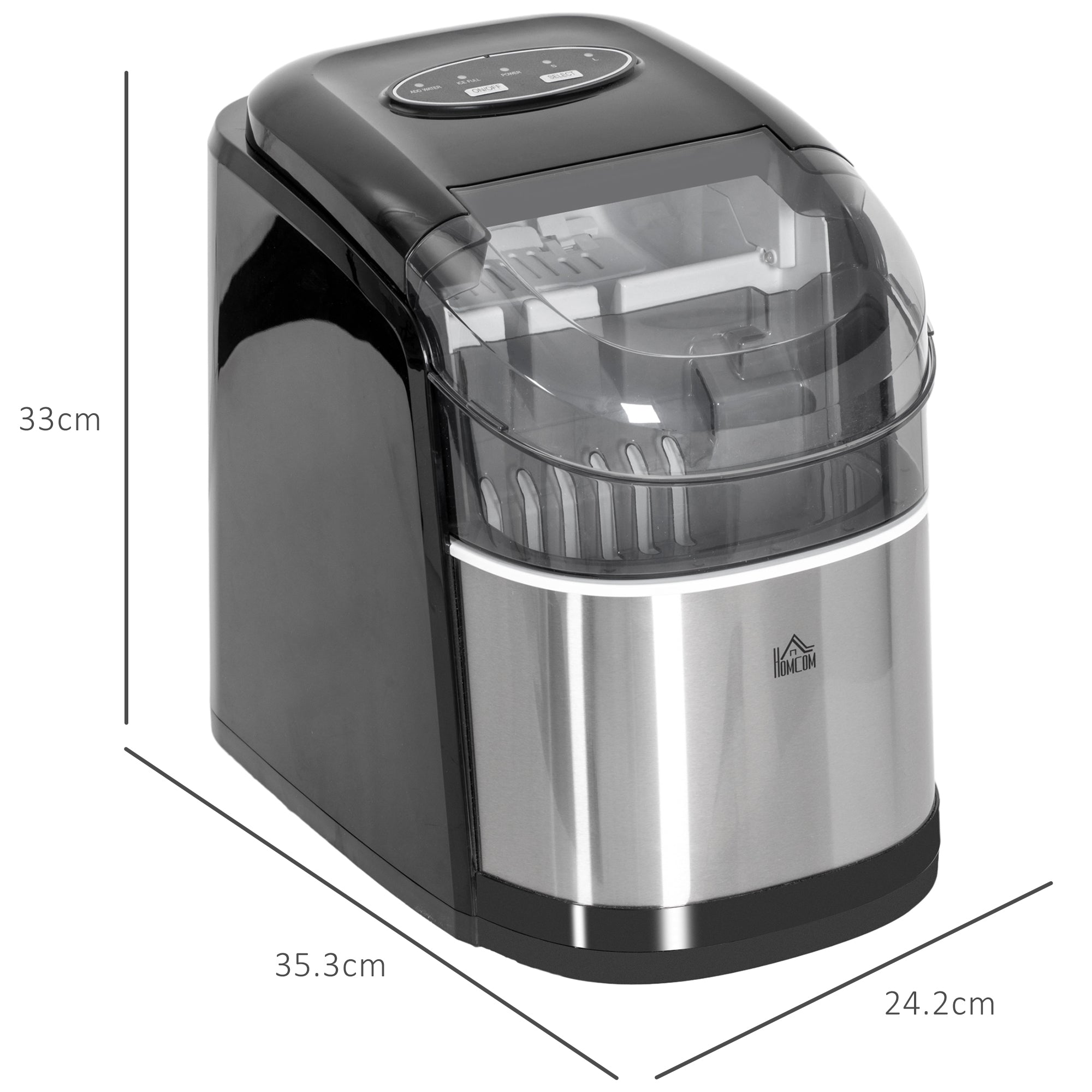 HOMCOM 12kg Countertop Ice Machine, with Scoop - North Peak Garden Furniture