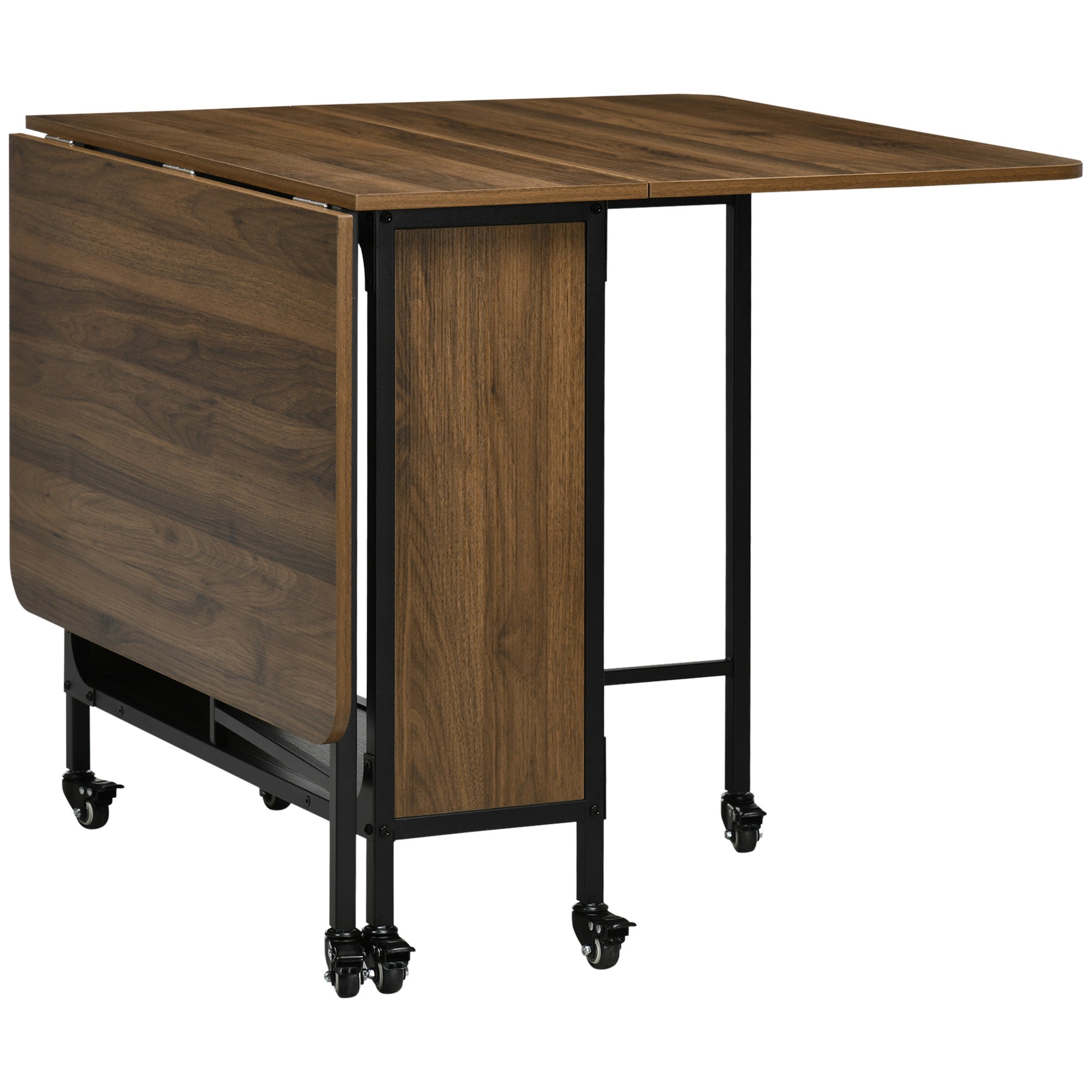 HOMCOM Six-Person Drop Leaf Dining Table - Brown/Black - North Peak Garden Furniture