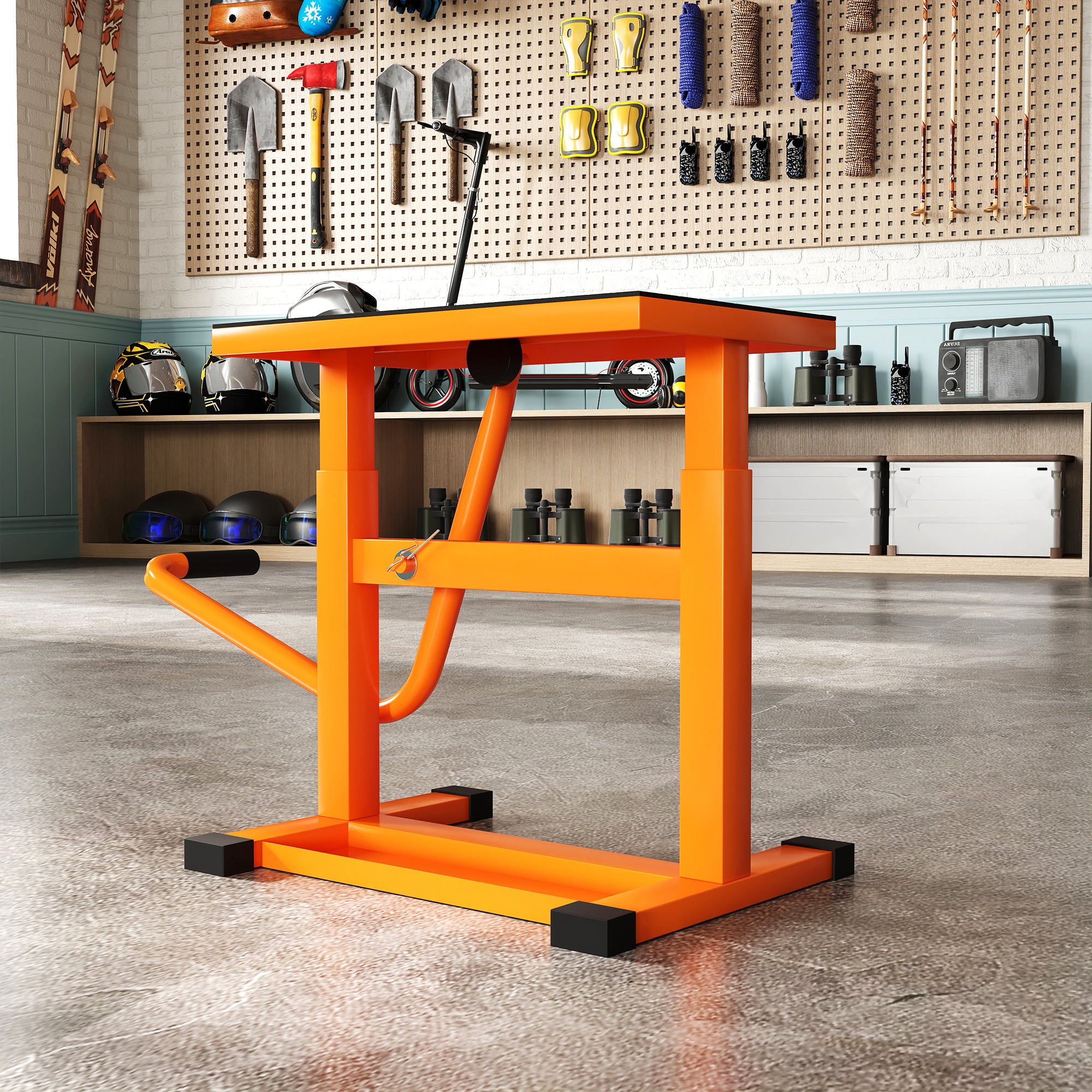 DURHAND Steel Motorbike Jack Lift, 27.5 / 39.5 H cm - Orange - North Peak Garden Furniture