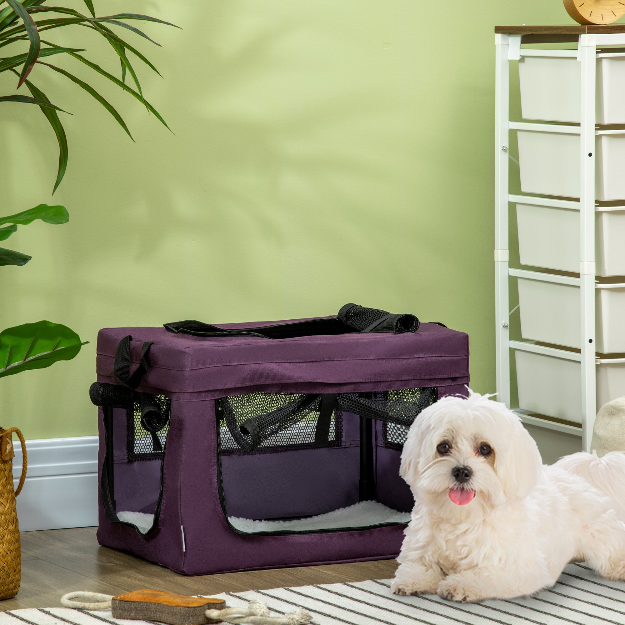 PawHut 48.5cm Pet Carrier, with Cushion, for Miniature Dogs - Purple - North Peak Garden Furniture