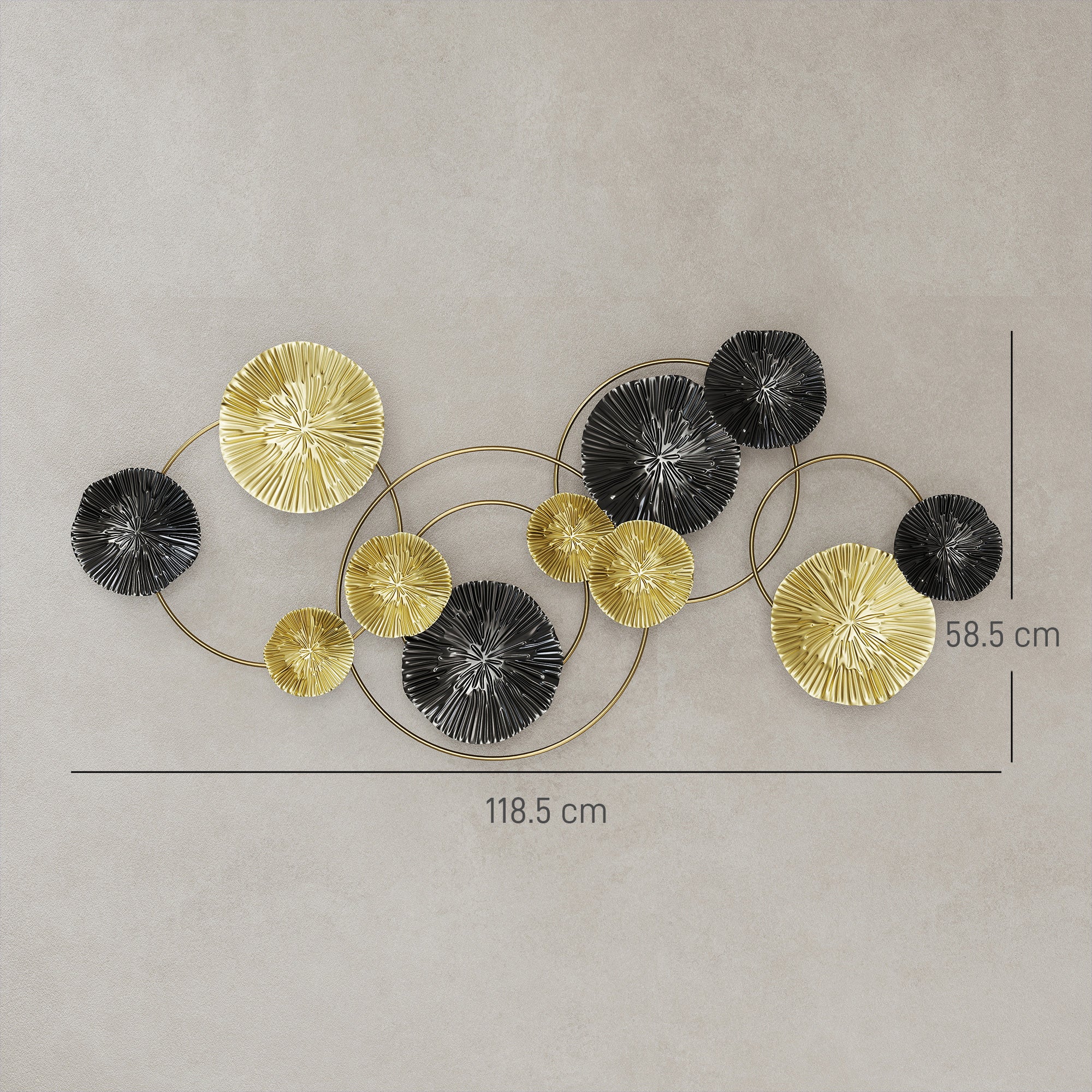 HOMCOM Metal Wall Art, Modern Hanging Wall Decor with Multi-Disc Design for Living Room