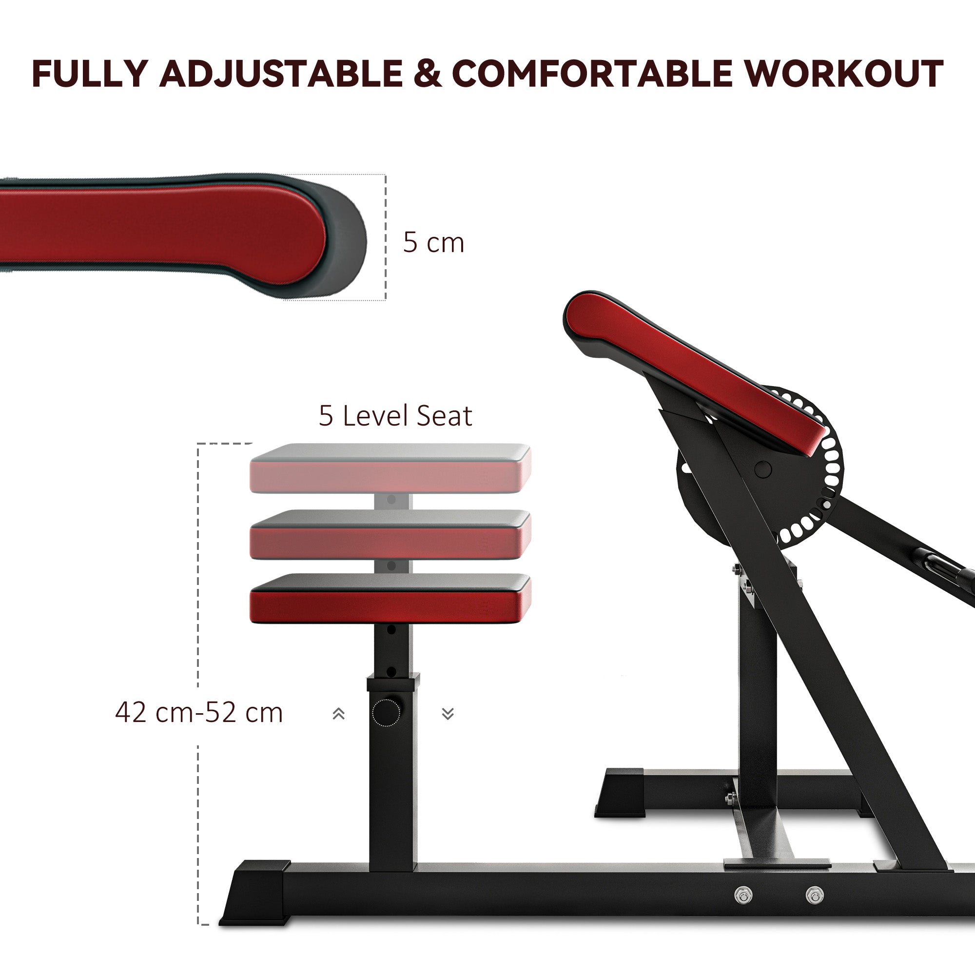 SPORTNOW Adjustable Preacher Curl Bench, Multi-Functional Weight Bench with Handlebar and Elbow Cushion for Home and Outdoor Gym - North Peak Garden Furniture