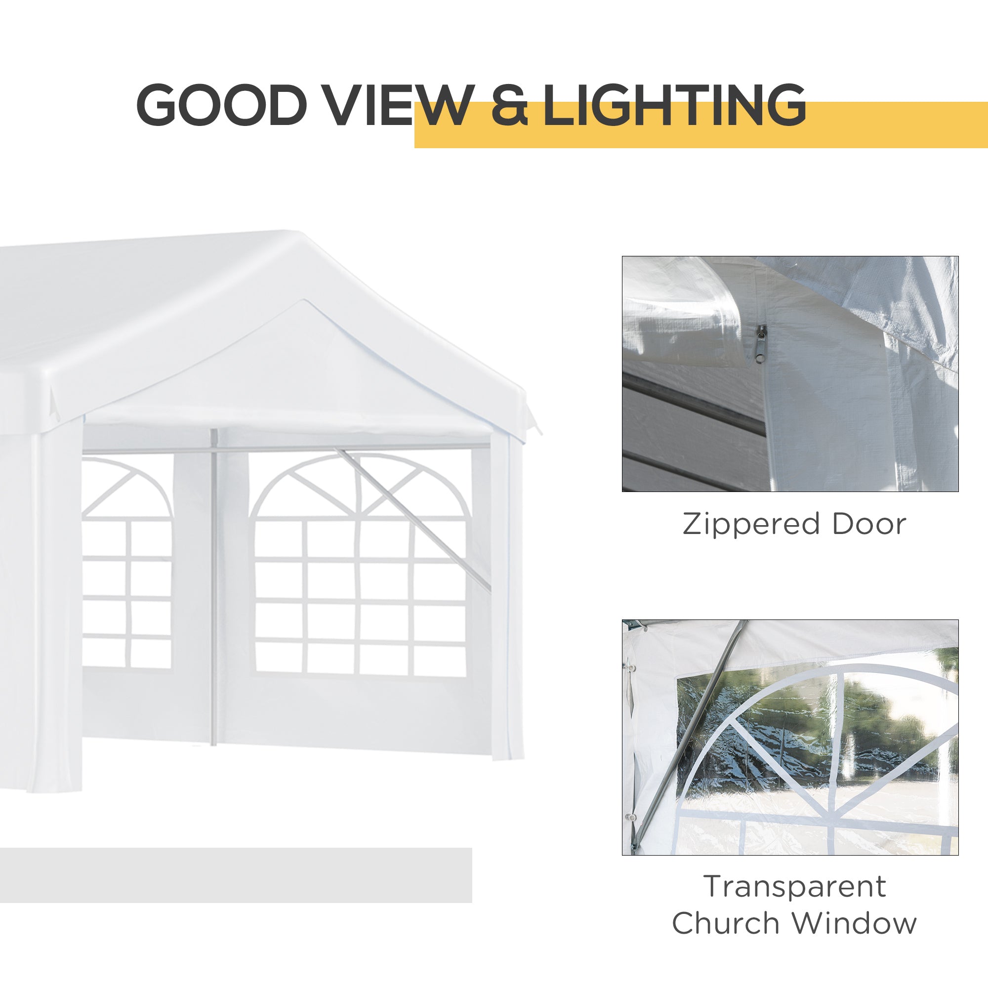 Outsunny 8m x 4m Garden Gazebo Marquee Party Tent Wedding Portable Garage Carport Event shelter Car Canopy Outdoor Heavy Duty Steel Frame Waterproof Rot Resistant - North Peak Garden Furniture