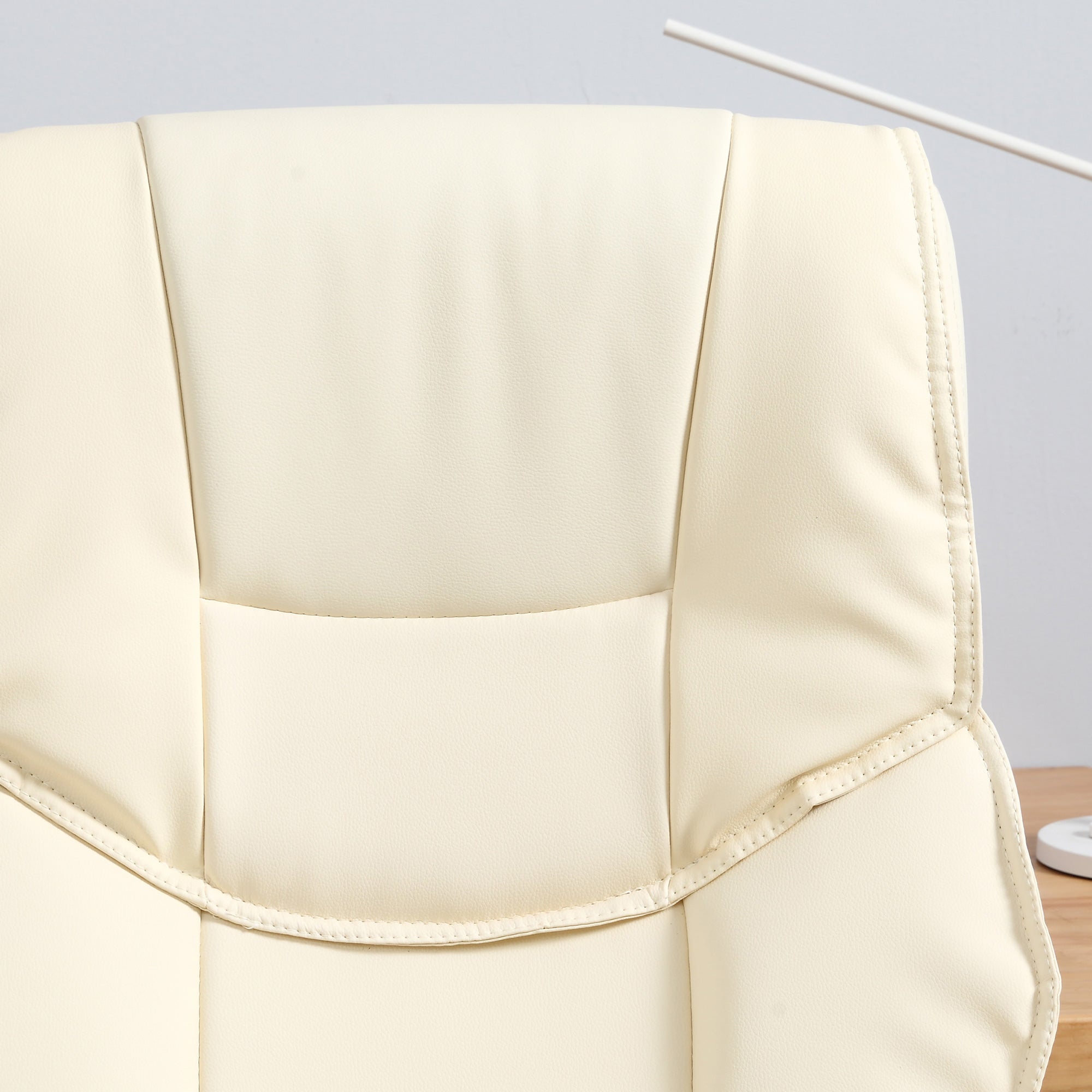 HOMCOM Home Office Chair High Back Computer Desk Chair with Faux Leather Adjustable Height Rocking Function Cream White - North Peak Garden Furniture