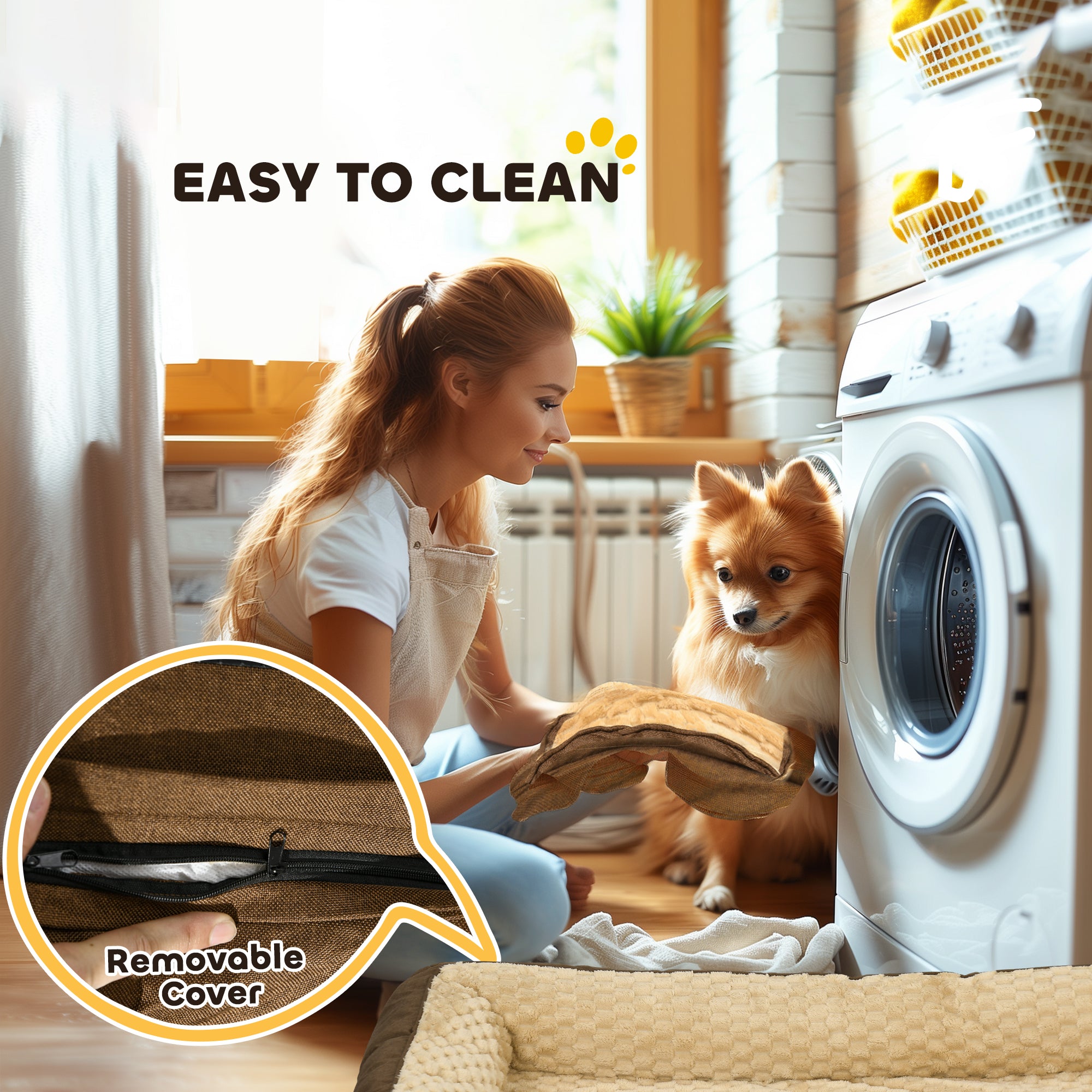 PawHut Calming Dog Bed Pet Mattress w/ Removable Cover, Anti-Slip Bottom, for Large Dogs, 120L x 80W x 22Hcm - Brown - North Peak Garden Furniture