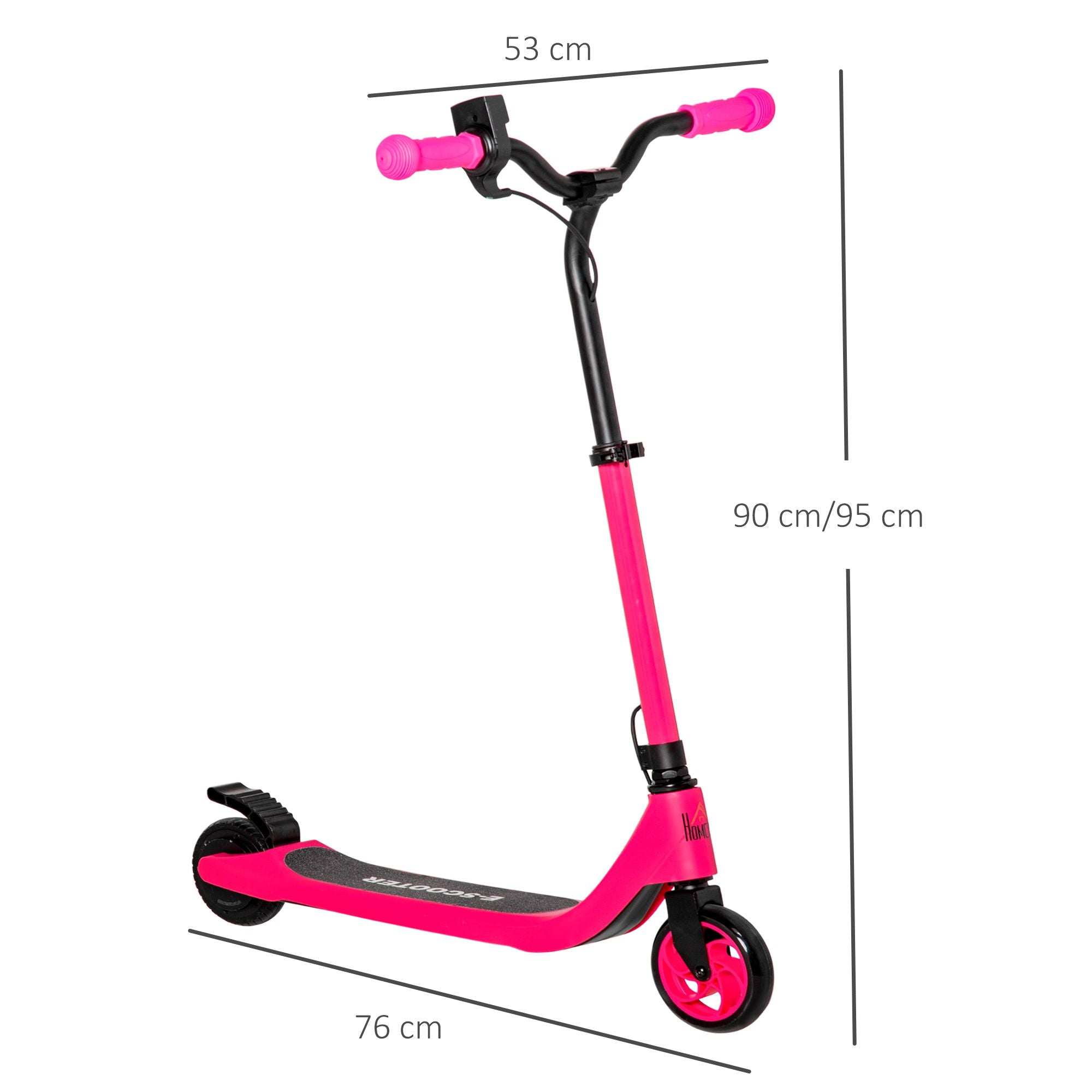 HOMCOM Electric Scooter, 120W Motor E-Scooter with Battery Display, Adjustable Height, Rear Brake for Ages 6+ Years - Pink - North Peak Garden Furniture