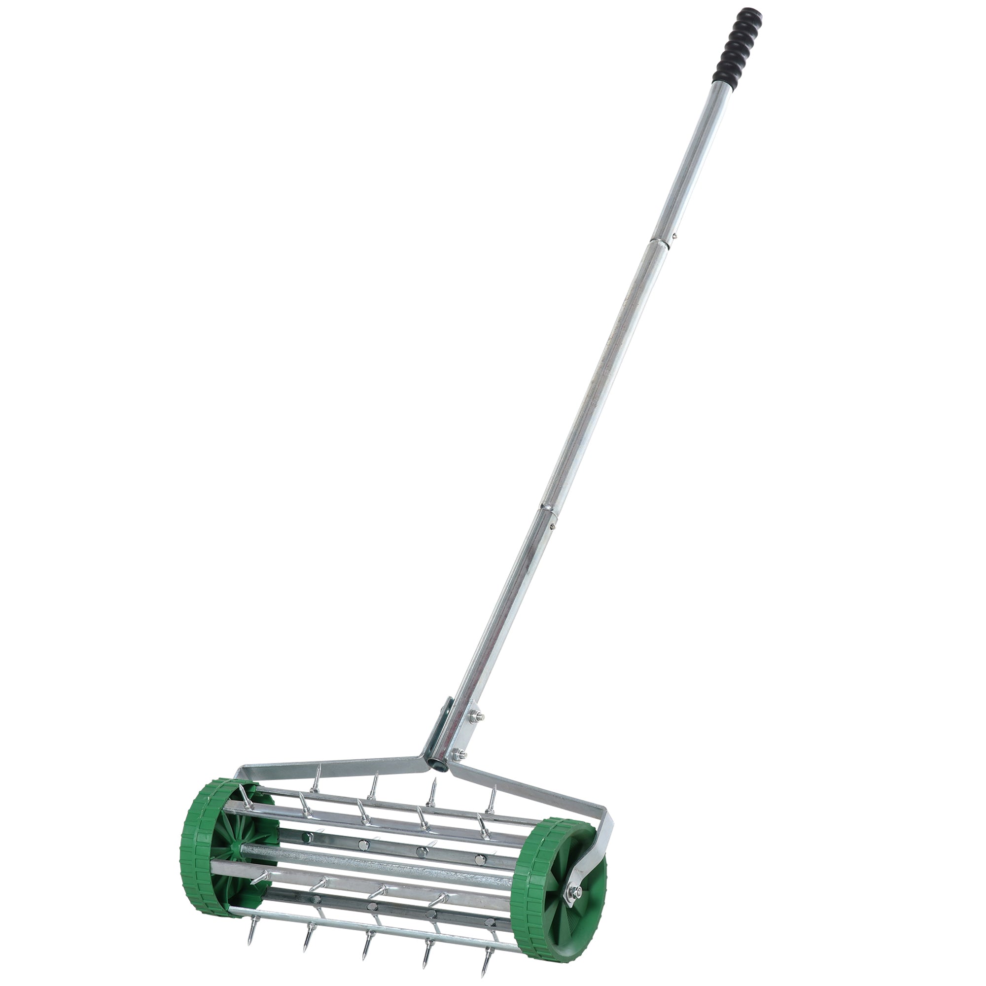 Outsunny Garden Rolling Lawn Aerator Heavy Duty Steel Grass Roller w/ Adjustable Handle - North Peak Garden Furniture