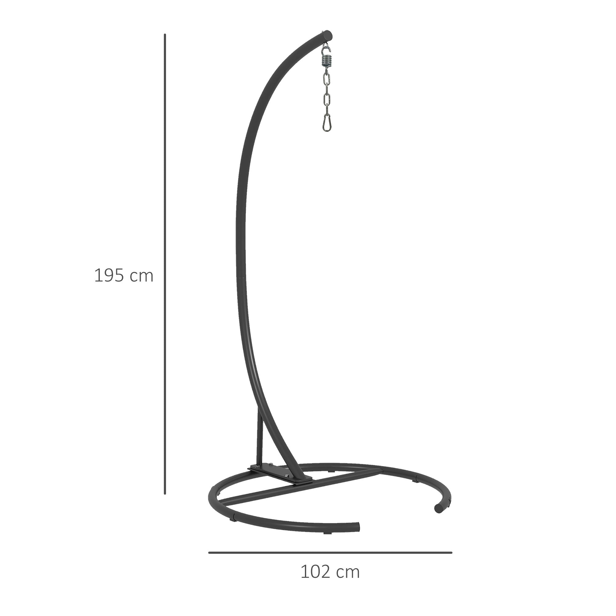 Outsunny Hanging Hammock Chair Stand with Round Base, C Hanging Swing Stand Frame for Swing/Egg/Hammock Chair, Indoor & Outdoor, Heavy Duty 330 lbs, Black