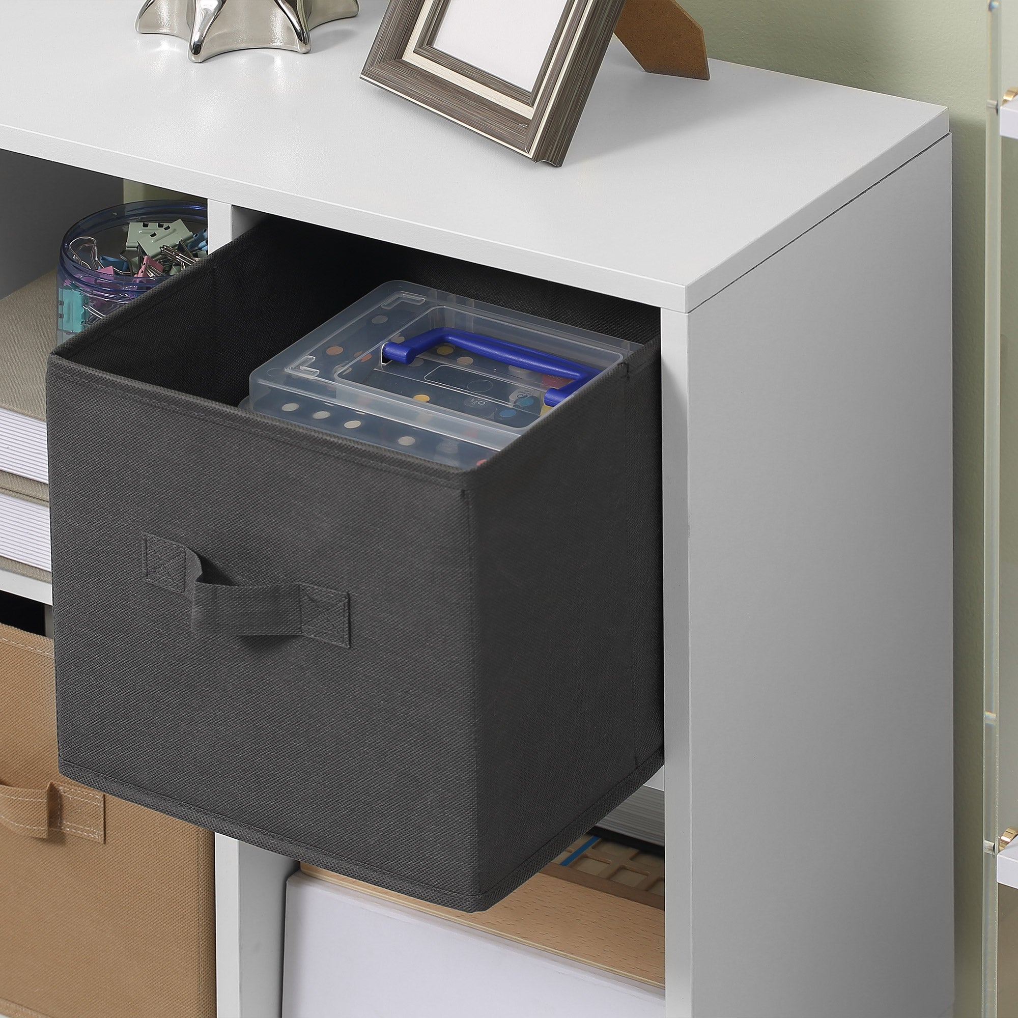 HOMCOM Freestanding 6 Cube Unit Cabinet Unit w/ 3 Fabric Drawers Handles Home Office Storage Shelves White - North Peak Garden Furniture
