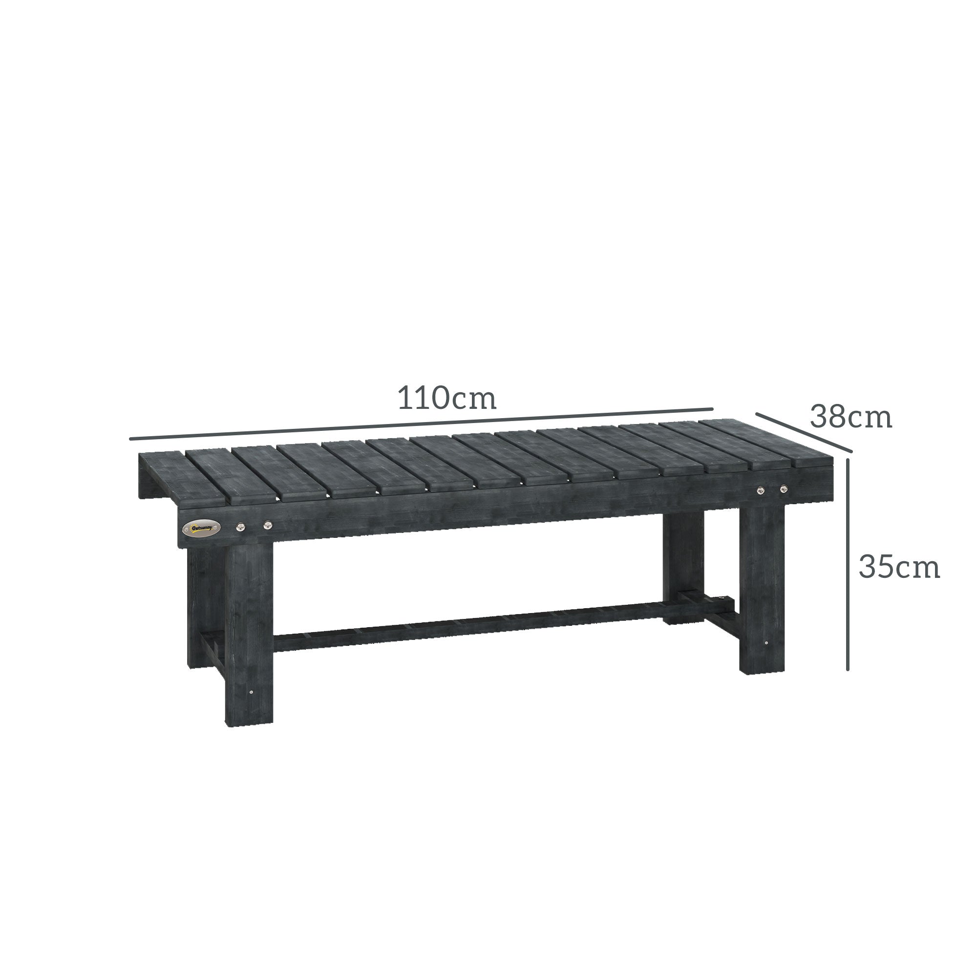 Outsunny 2-Seater Garden Wooden Bench, Grey