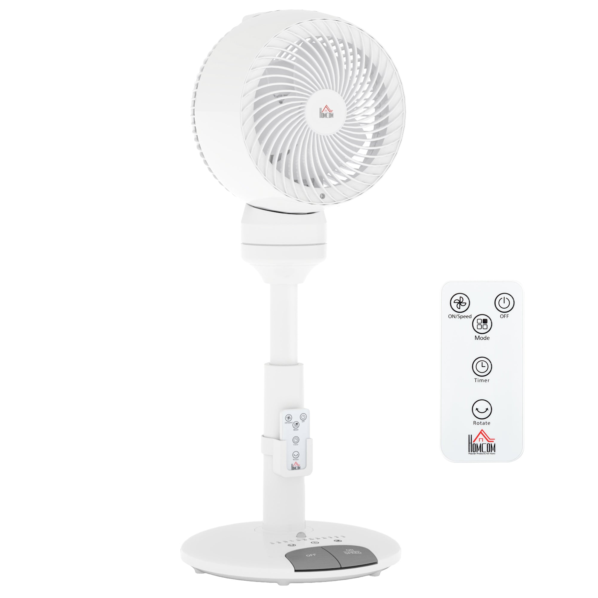 HOMCOM 9'' Air Circulator Fan 3 Speed 3 Mode, 70° Oscillation 90° Vertical Tilt, Remote Controller, for Living Room, Bedroom, Office, White