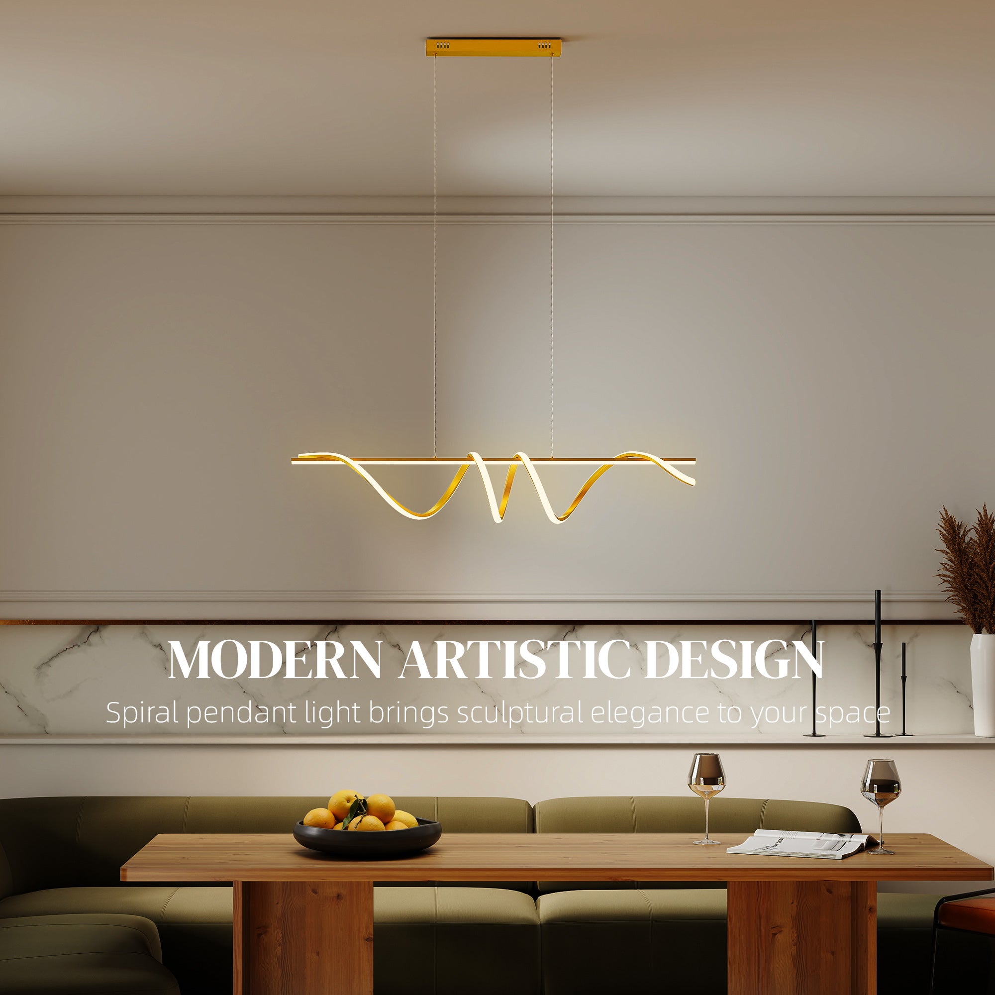 HOMCOM Pendant Light with 3 Colour Temperatures - Gold Tone