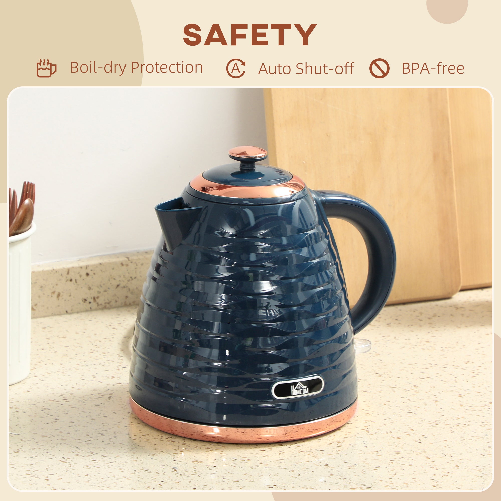 HOMCOM 3kW Rapid Boil Honeycomb Kettle - Dark Blue