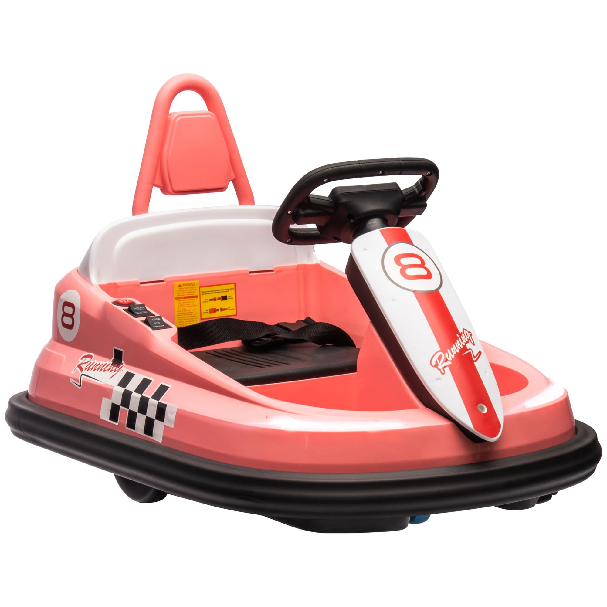 HOMCOM 6V Electric Kids Bumper Car, 6V Spin Waltz Car, with Music, Horn, Lights - Pink - North Peak Garden Furniture
