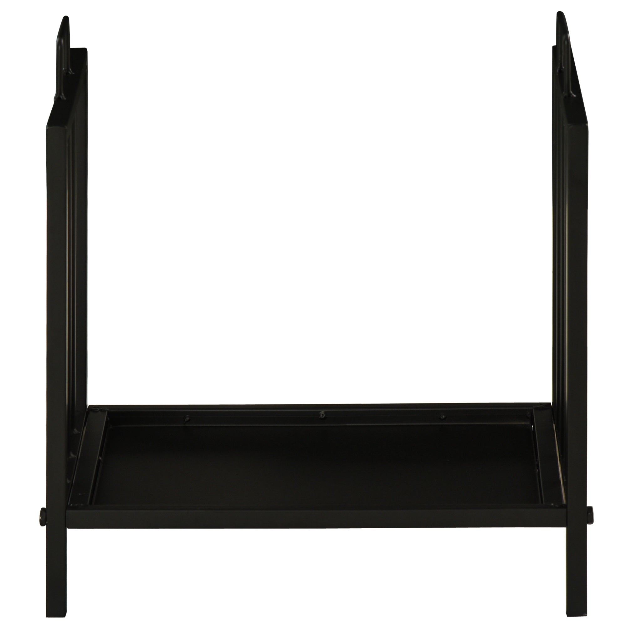 Outsunny Metal Firewood Log Holder Indoor Outdoor Firewood Rack Fireplace Wood Storage Shelf w/ Handles, Rust-Resistant, Black, 39L x 32.5W x 46Hcm - North Peak Garden Furniture