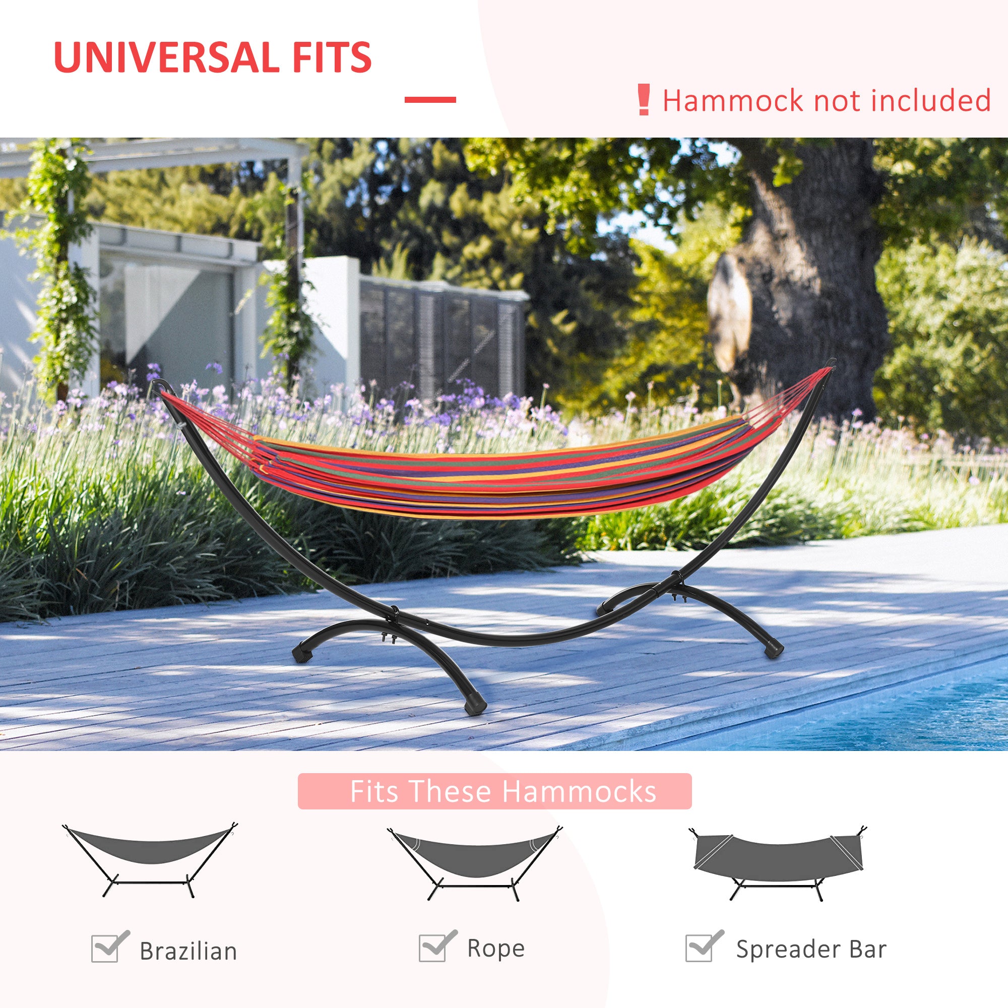 Outsunny 3(m) Universal Hammock Stand Metal Frame Garden Camping Picnic Outdoor Patio Replacement – Stand Only - North Peak Garden Furniture