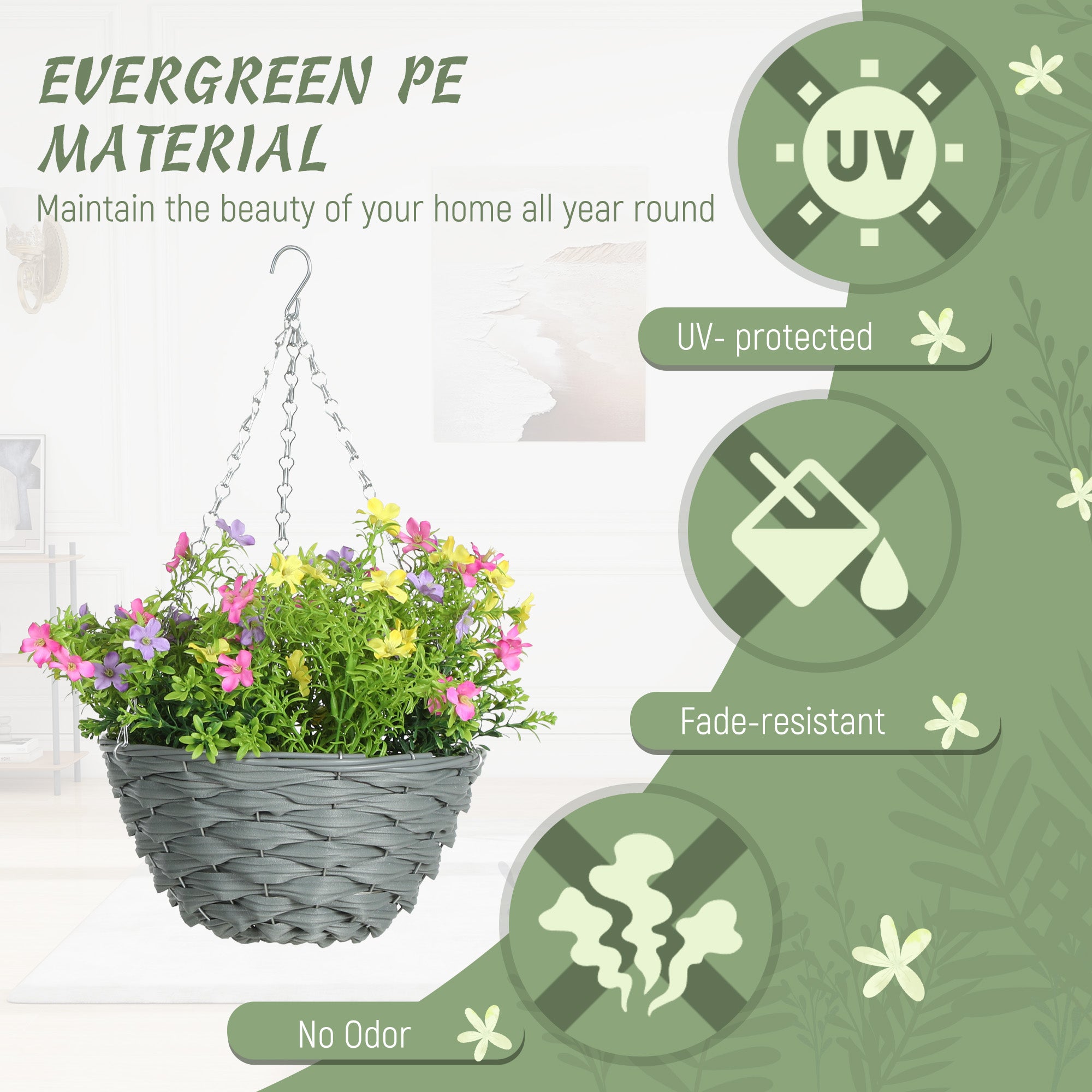 HOMCOM Set of 2 Artificial Hanging Cosmos Flowers - Multi-Colored