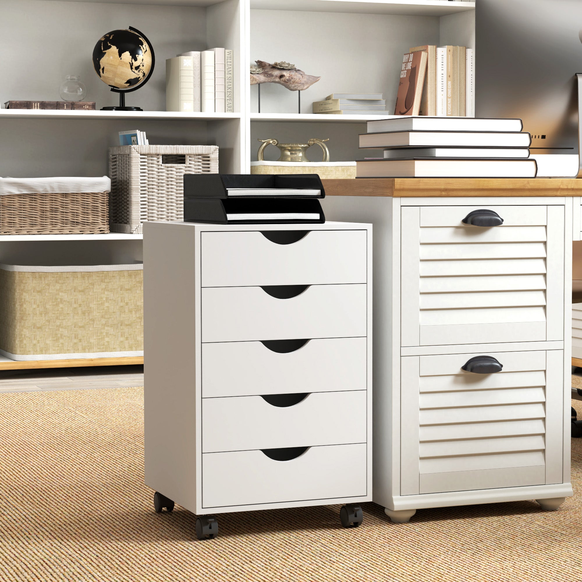 HOMCOM Five-Drawer Filing Cabinet - White