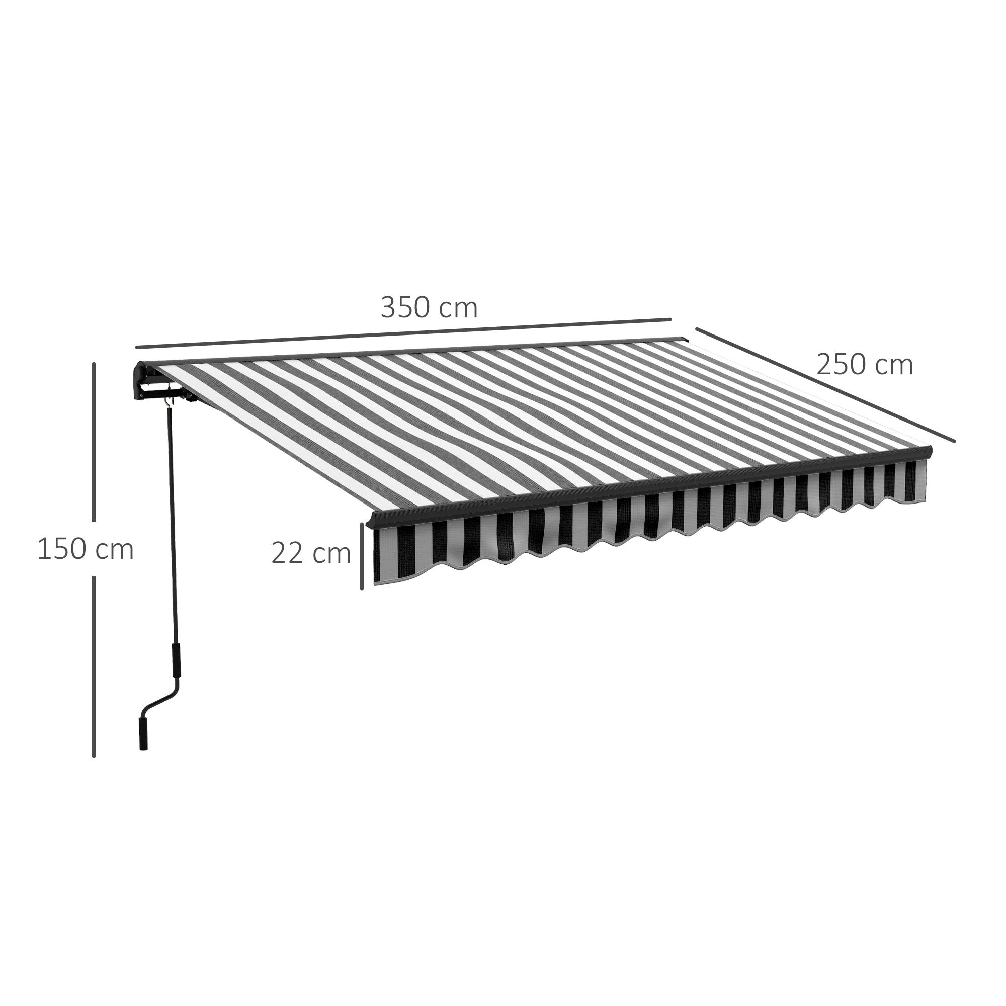 Outsunny 2.5 x 3.5m Aluminium Frame Electric Awning, with Remote - Grey/White - North Peak Garden Furniture