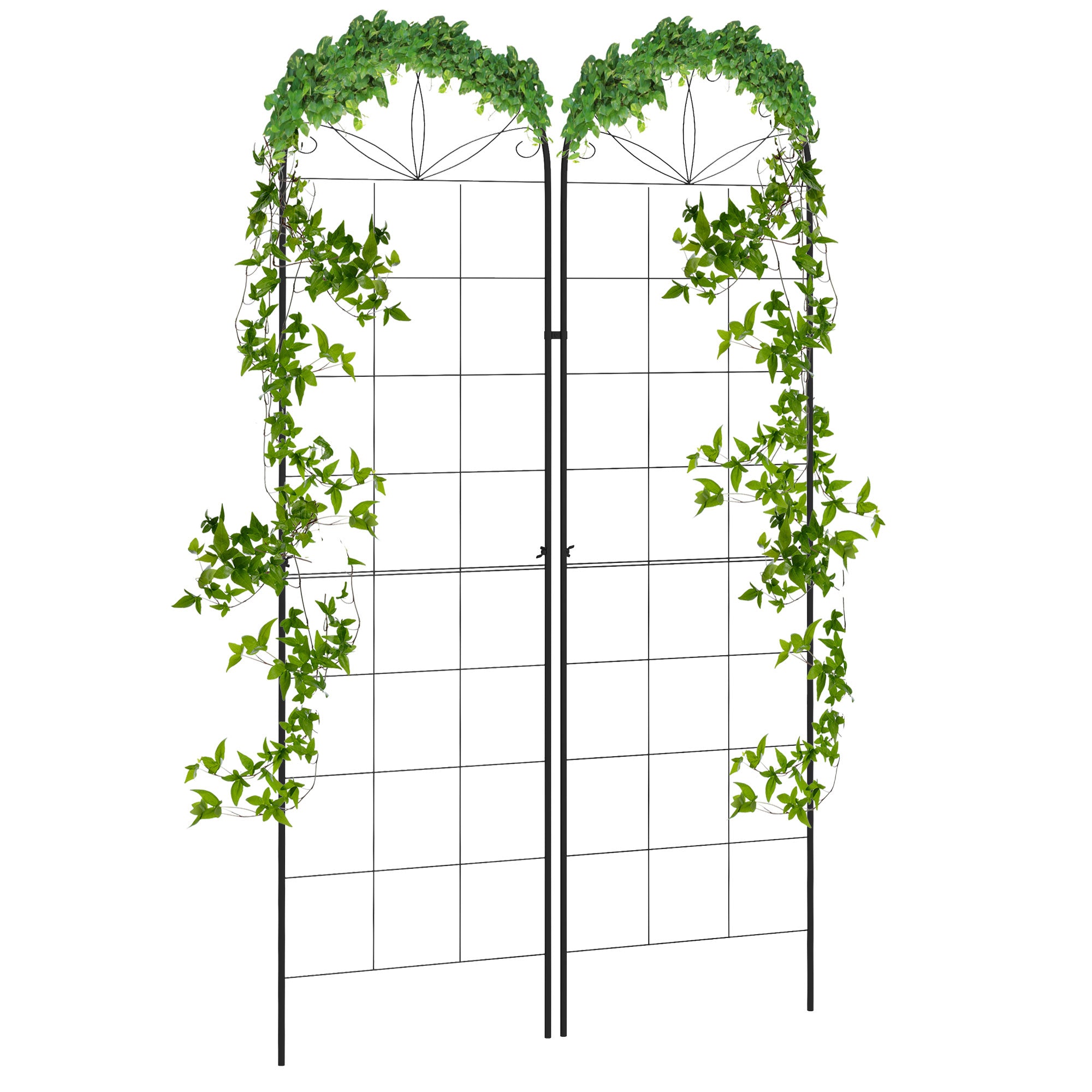 Outsunny Metal Trellis Set of 2, Garden Trellis for Climbing Plants Support Frames, Grid Design