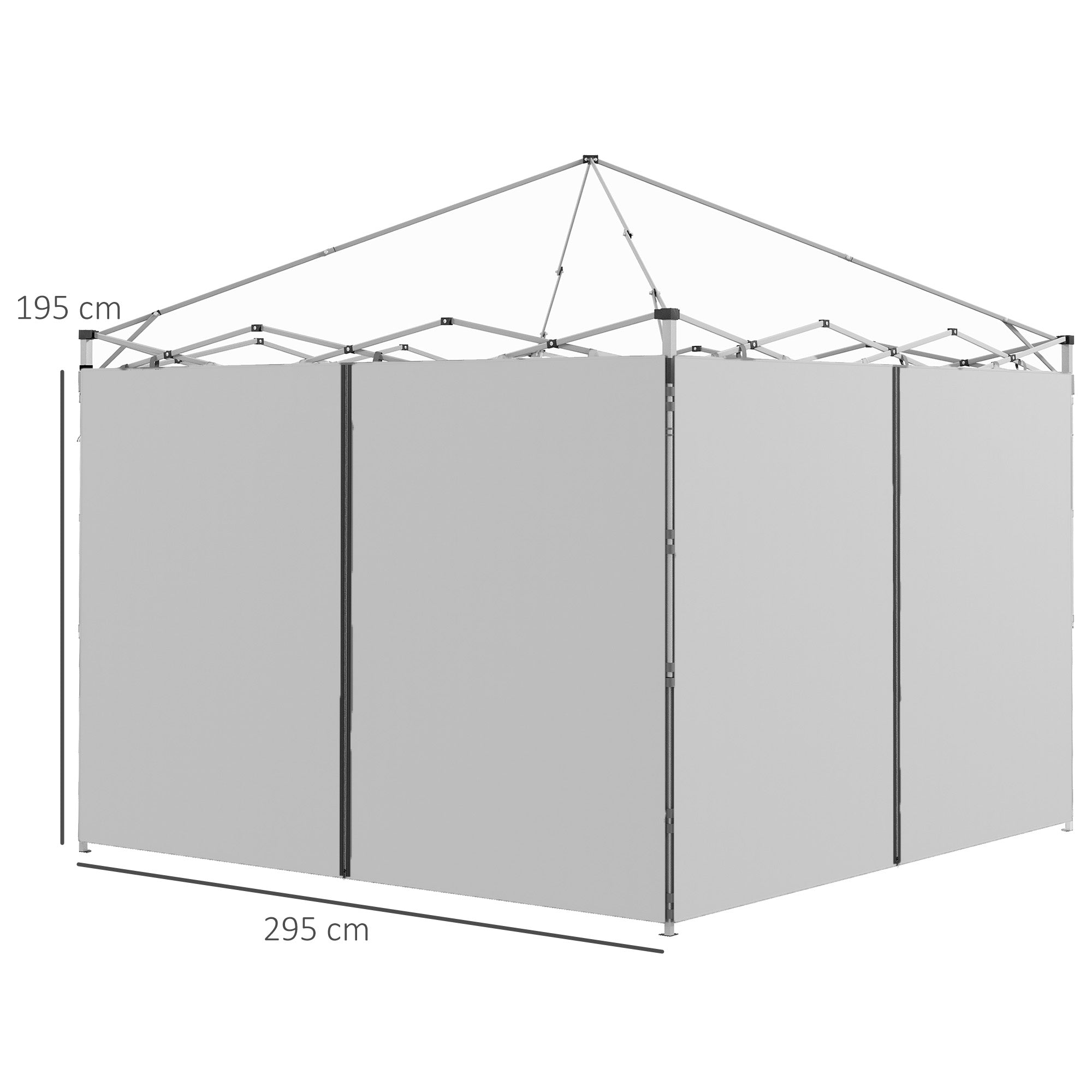 Outsunny Set of Two 3 x 3(m) Replacement Zipped Gazebo Walls - Grey - North Peak Garden Furniture