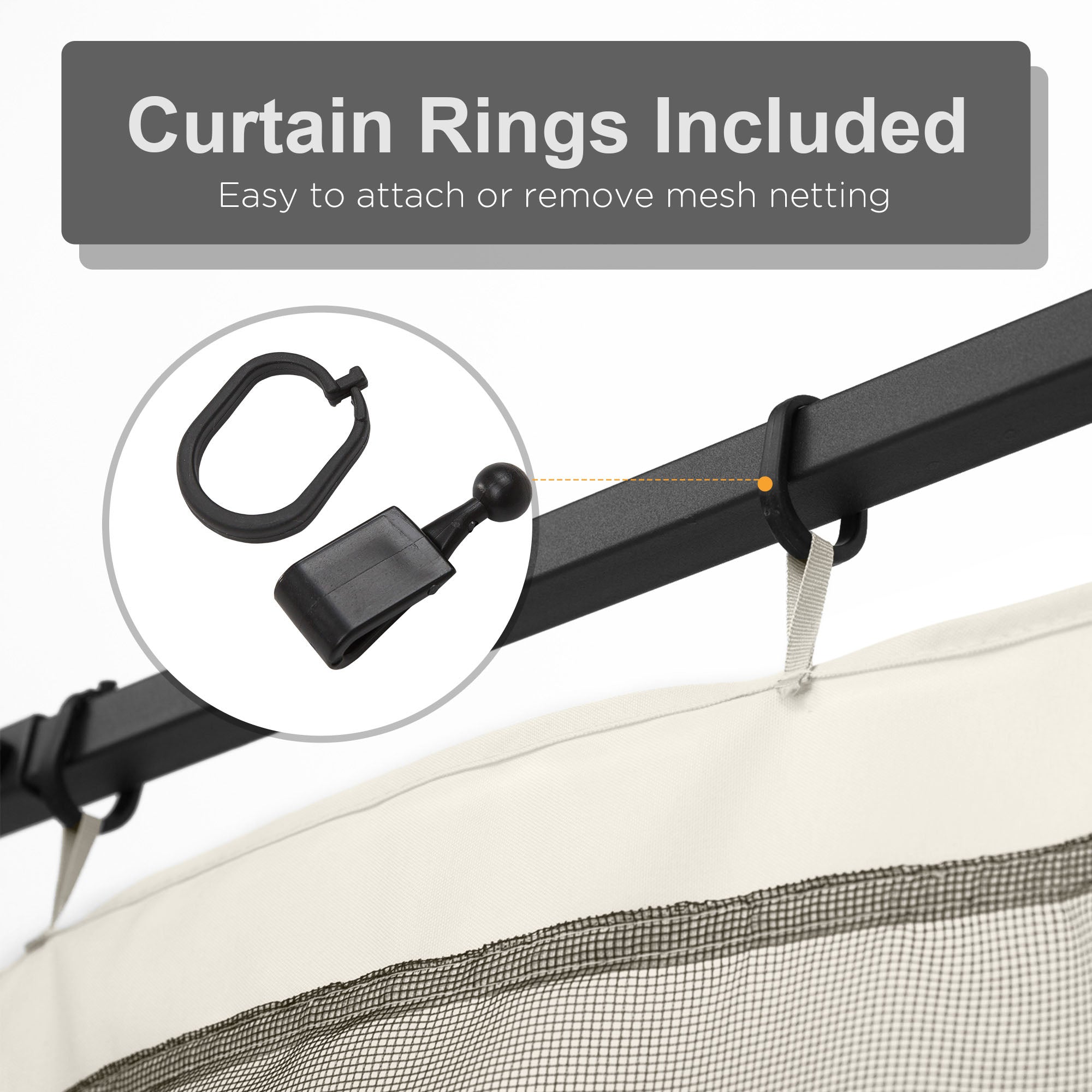 Outsunny 302 x 207cm Universal Replacement Mesh Sidewall Netting for Gazebos and Canopy Tents, (Sidewall Only) White - North Peak Garden Furniture