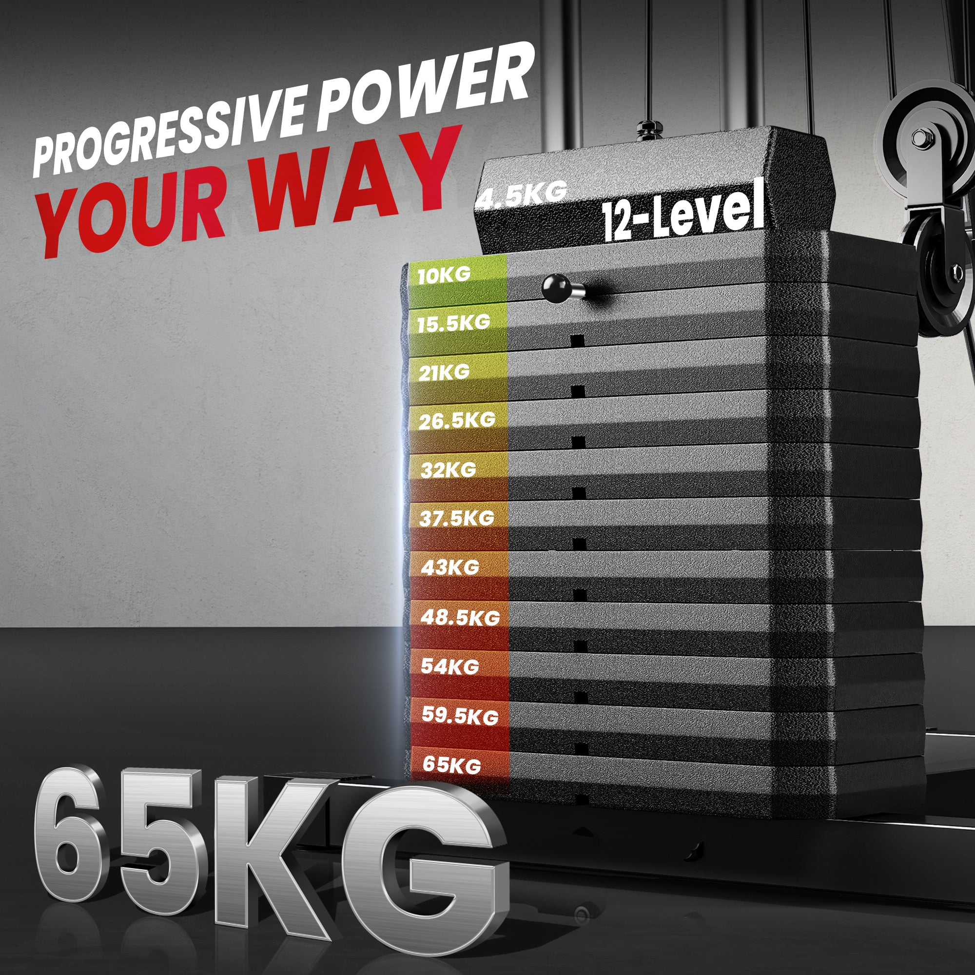 HOMCOM Multigym Station, with 66KG Weight Stack, for Strength Training - Red & Black