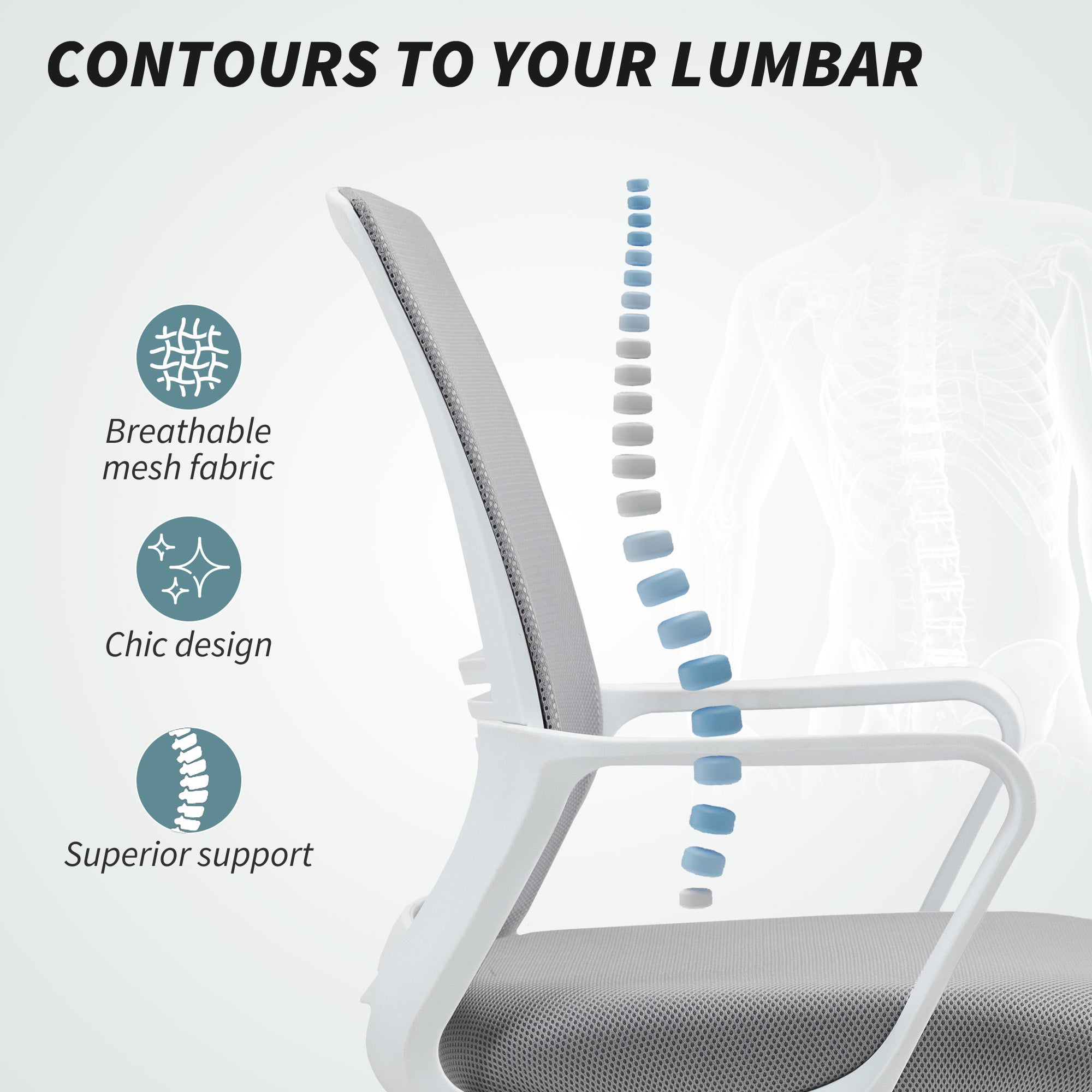 HOMCOM Draughtsman Chair, Mesh Drafting Chair, Ergonomic Office Chair with Lumbar Support, Adjustable Foot Ring, Grey - North Peak Garden Furniture