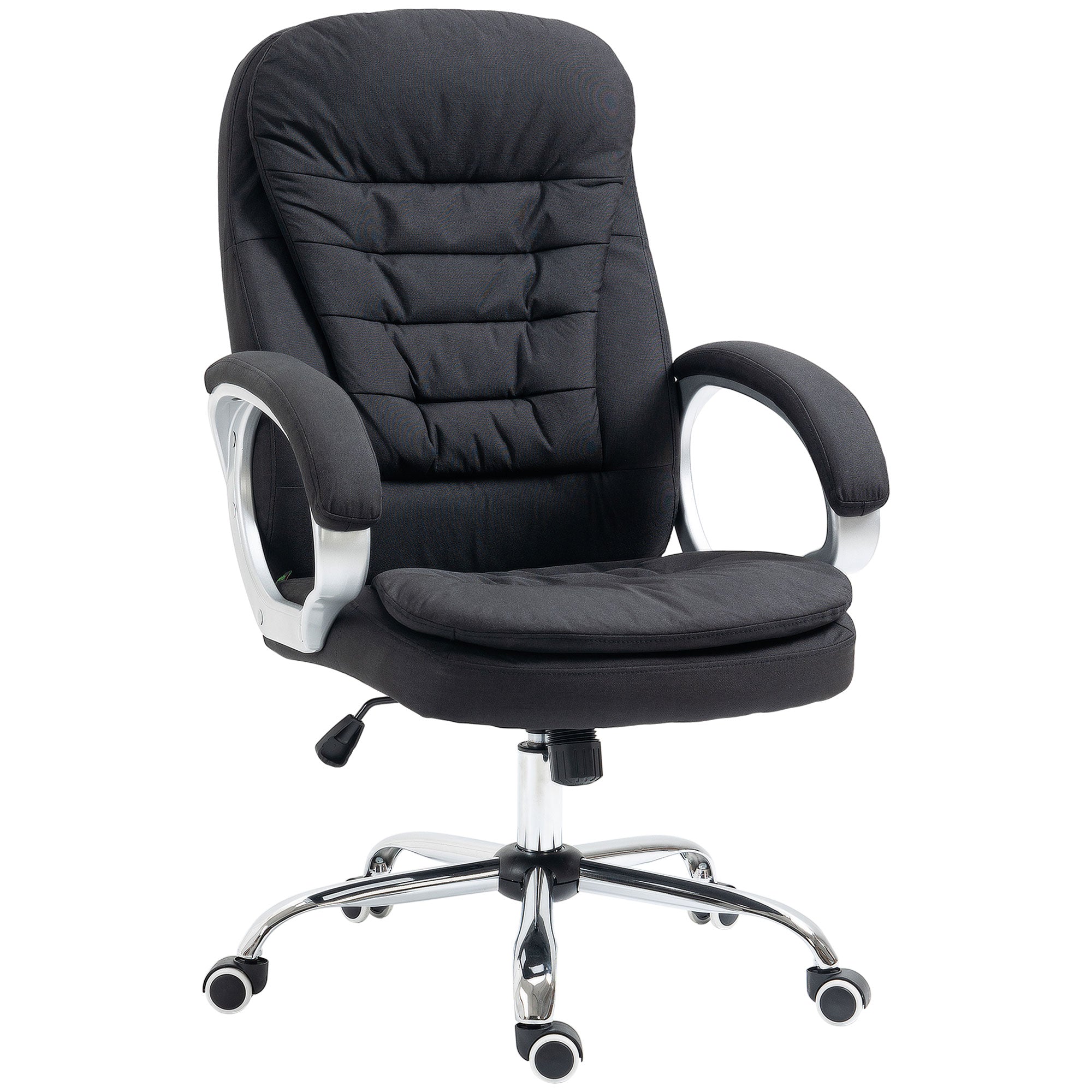 Vinsetto Executive Office Chair Task Chair for Home with Arm, Swivel Wheels, Linen Fabric, Black - North Peak Garden Furniture