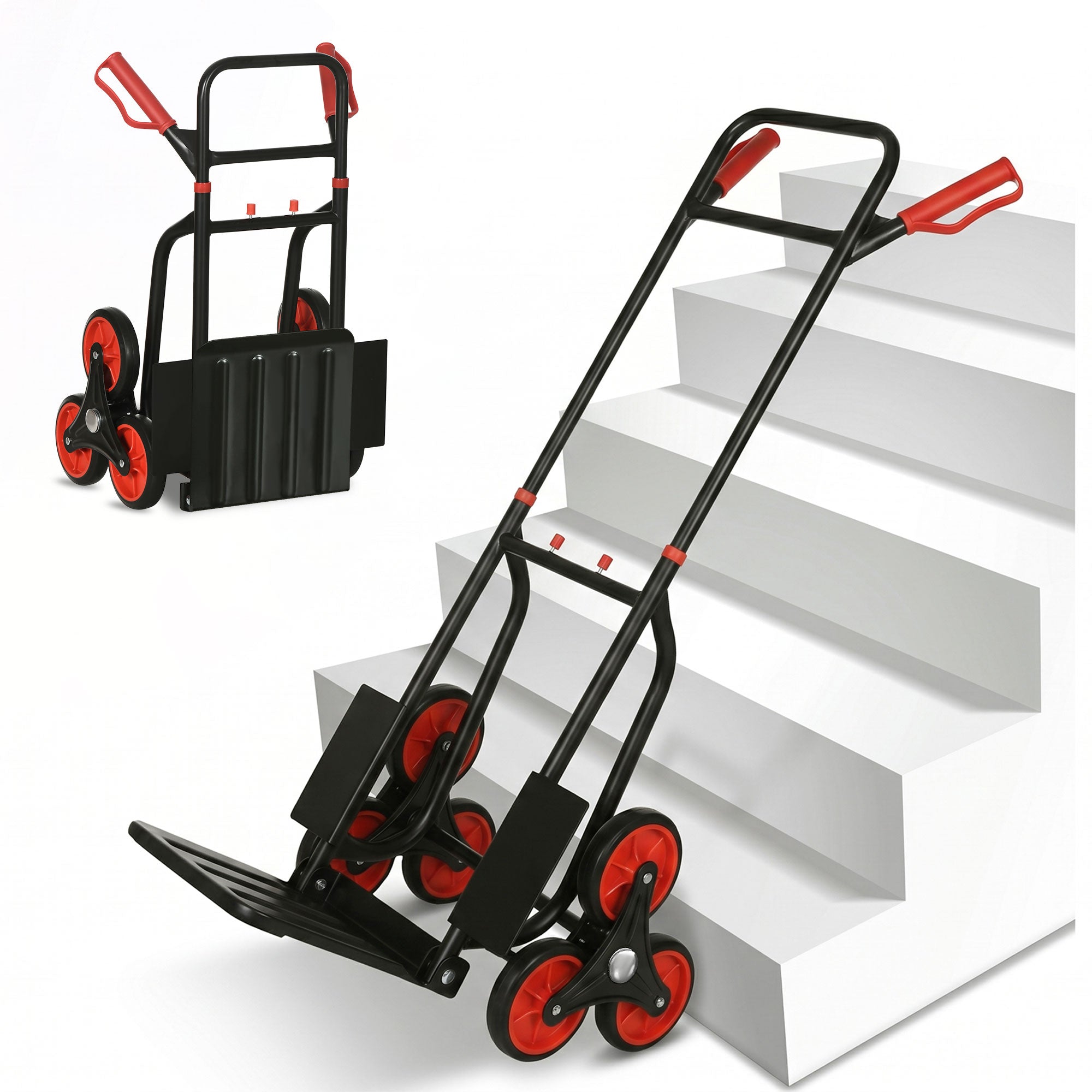 DURHAND Steel Climbing Stairs Trolley Hand Trucks 6-Wheels Foldable Load Cart 120kg