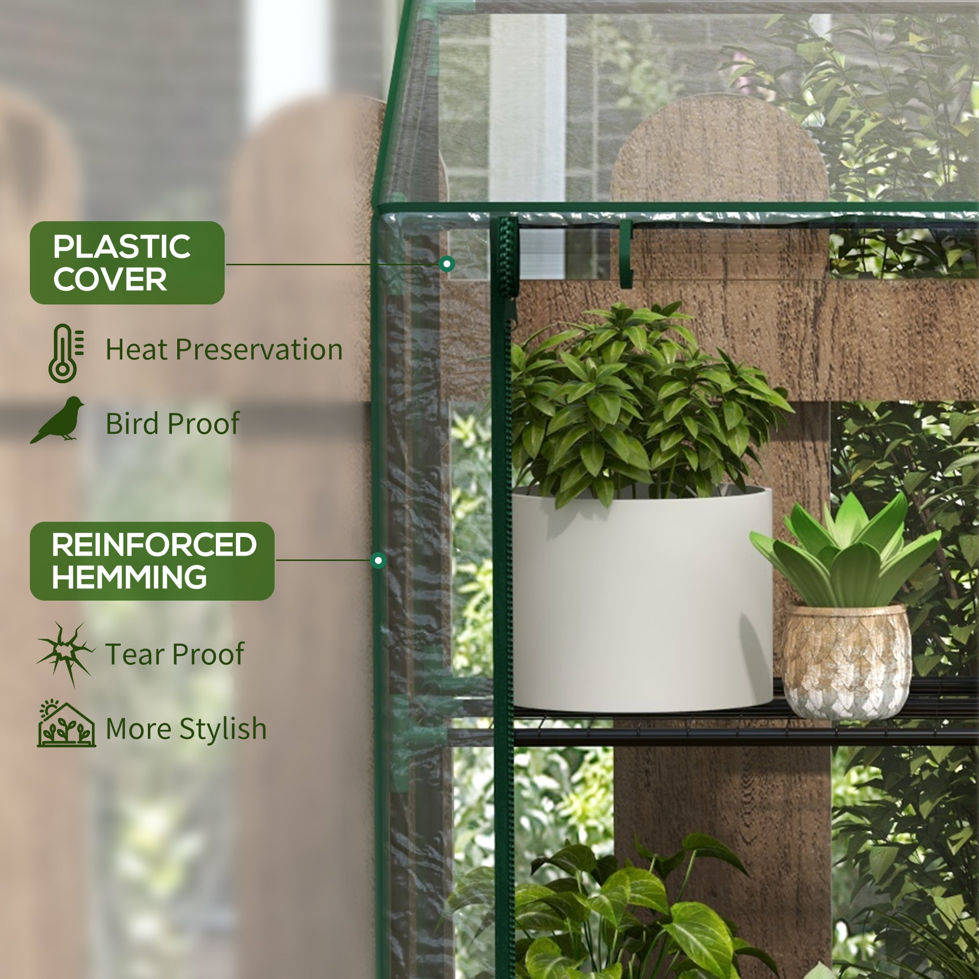 Outsunny 46 x 143cm Mini Lean-To Greenhouse, with Three Inner Shelves - North Peak Garden Furniture