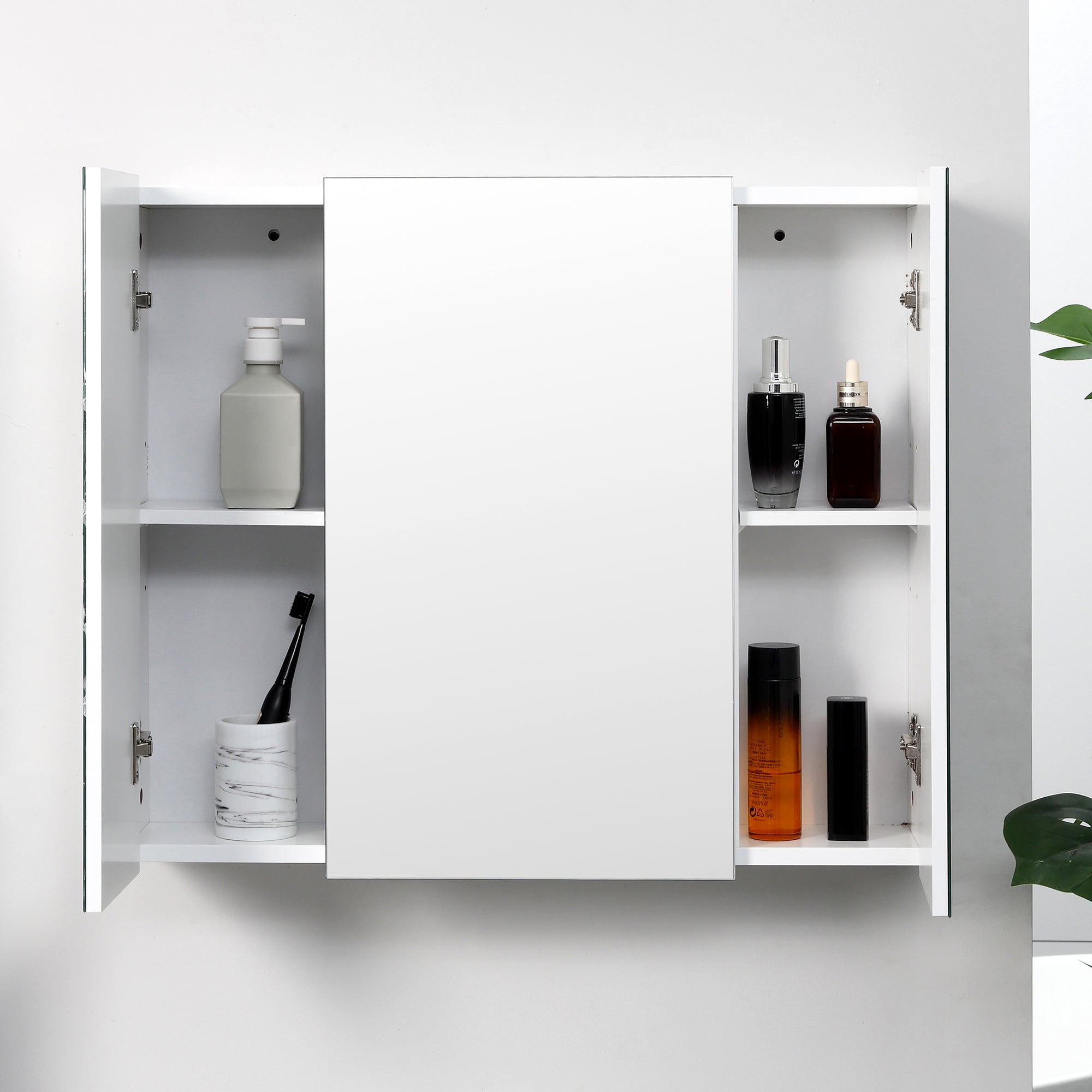 kleankin Wall Mounted Mirror Cabinet - White - North Peak Garden Furniture