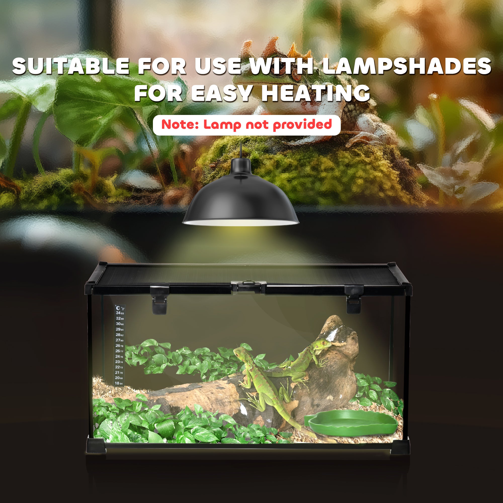 PawHut Glass Reptile Terrarium Insect Breeding Tank Vivarium Habitats with Thermometer for Lizards, Horned Frogs, Snakes, Spiders - Medium 50 x 30 x 25cm