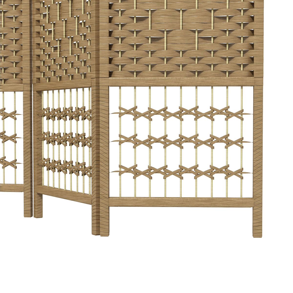 HOMCOM 4 Panel Folding Room Divider, Privacy Screen, Paravent Partition Separator for Living Room, Bedroom, Natural