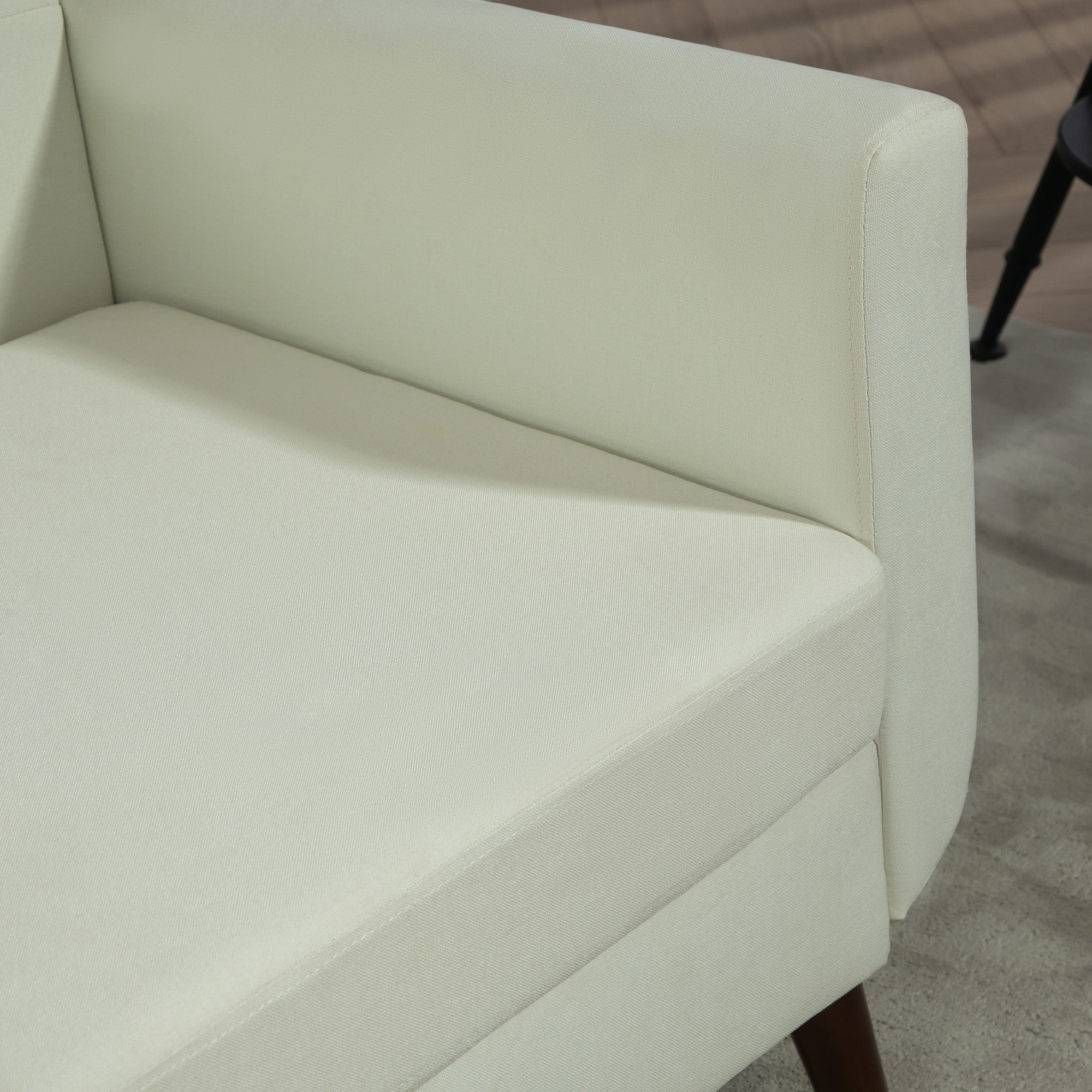 HOMCOM 2 Seater Sofa, Modern Tufted Fabric Couch, Upholstered Loveseat with Wood Legs for Small Space, Living Room, Bedroom, Office, Cream White - North Peak Garden Furniture
