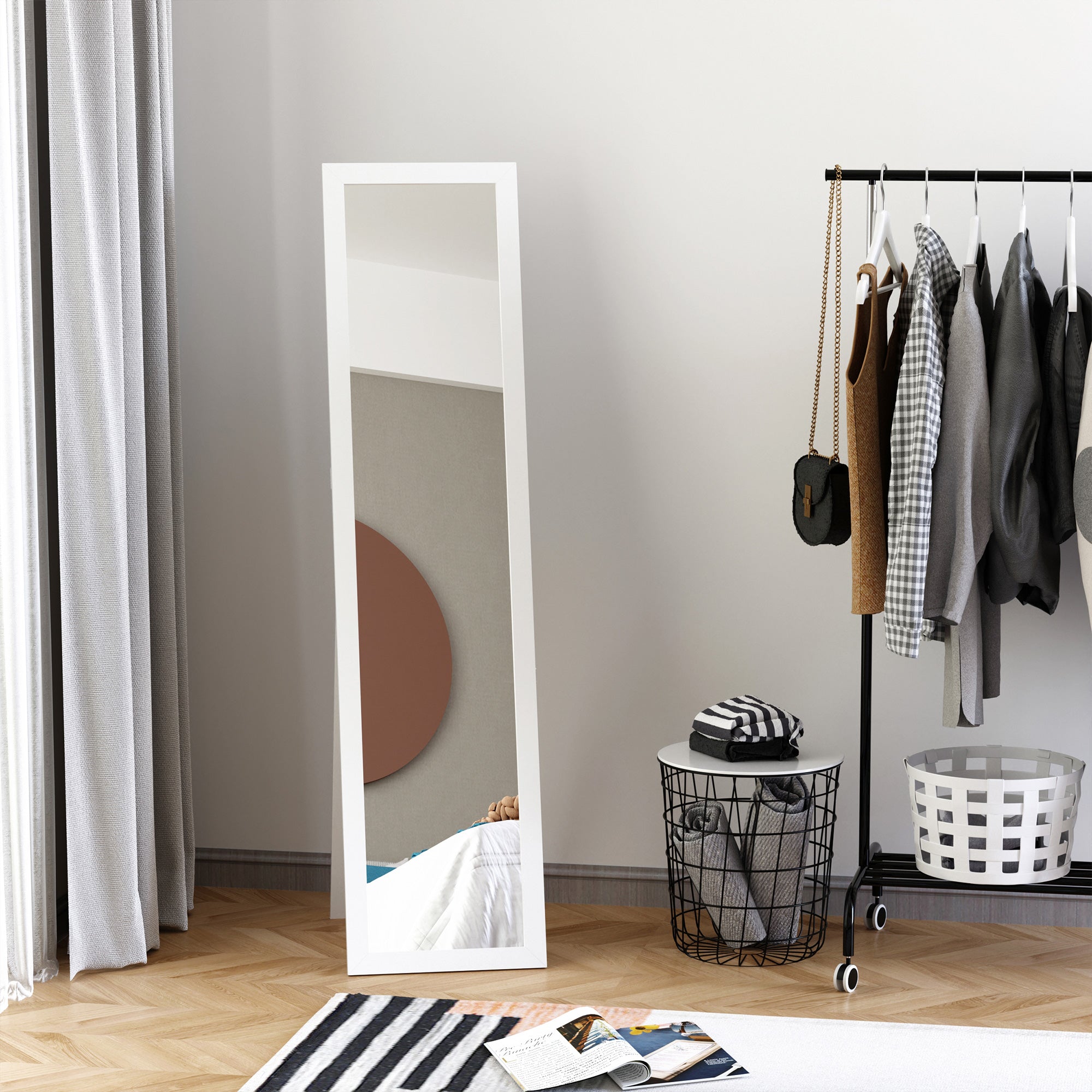 HOMCOM Full Length Mirror for Bedroom, Free Standing Dressing Mirror, Wall Mirror for Living Room, 37 x 154 cm, White - North Peak Garden Furniture