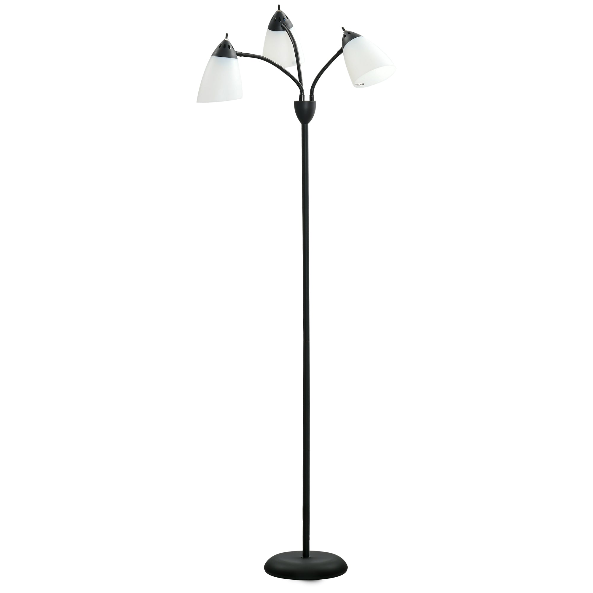 HOMCOM Arc Tree Floor Lamp with 3 Adjustable Rotating Lights, for Bedroom Living Room, Industrial Standing Lamp with Steel Frame, 155cm, Black - North Peak Garden Furniture