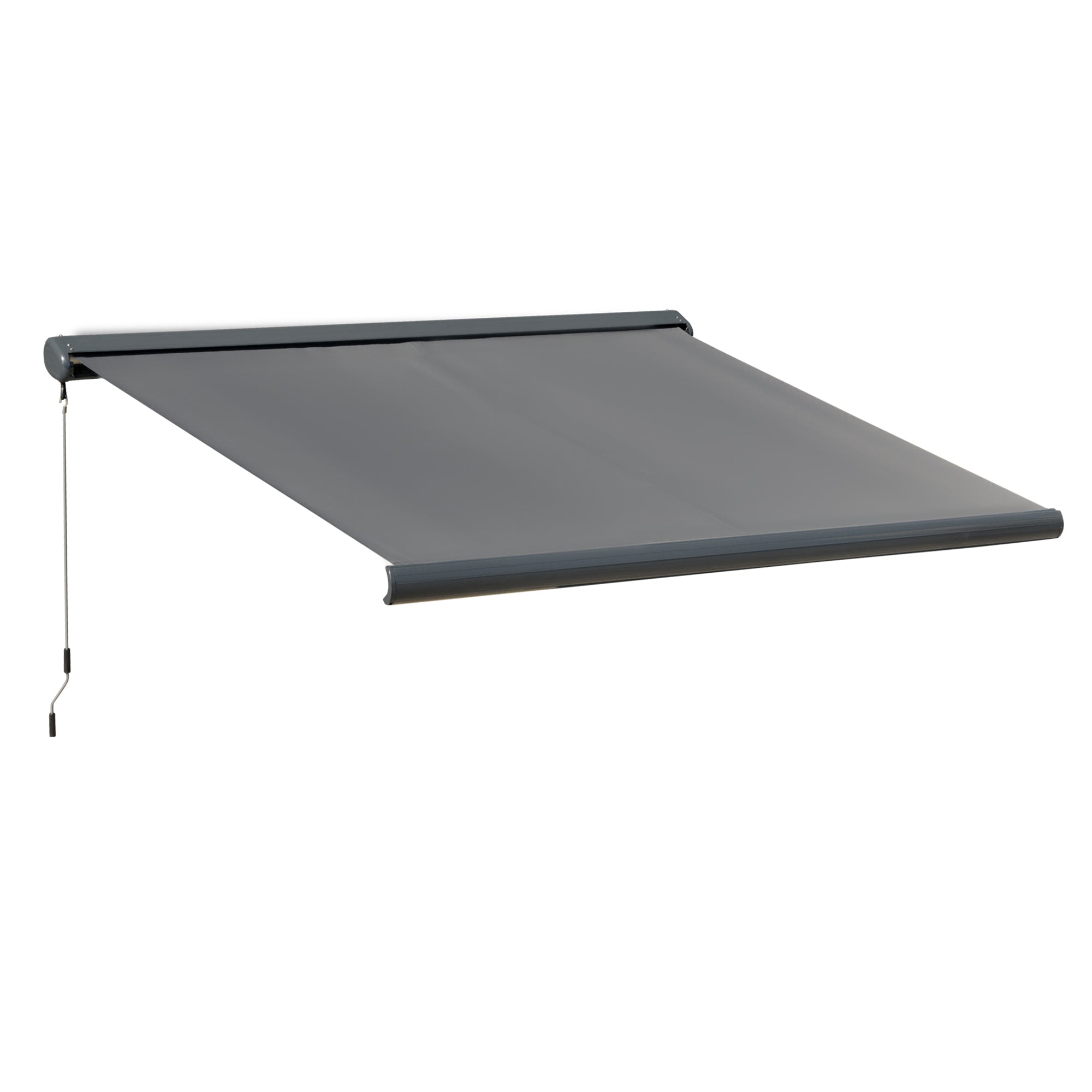 Outsunny 3x2.5m Electric Motorised Awning Door Window w/ Full Cassette Case Remote Patio Canopy Retractable Sun Shade Dark Grey - North Peak Garden Furniture