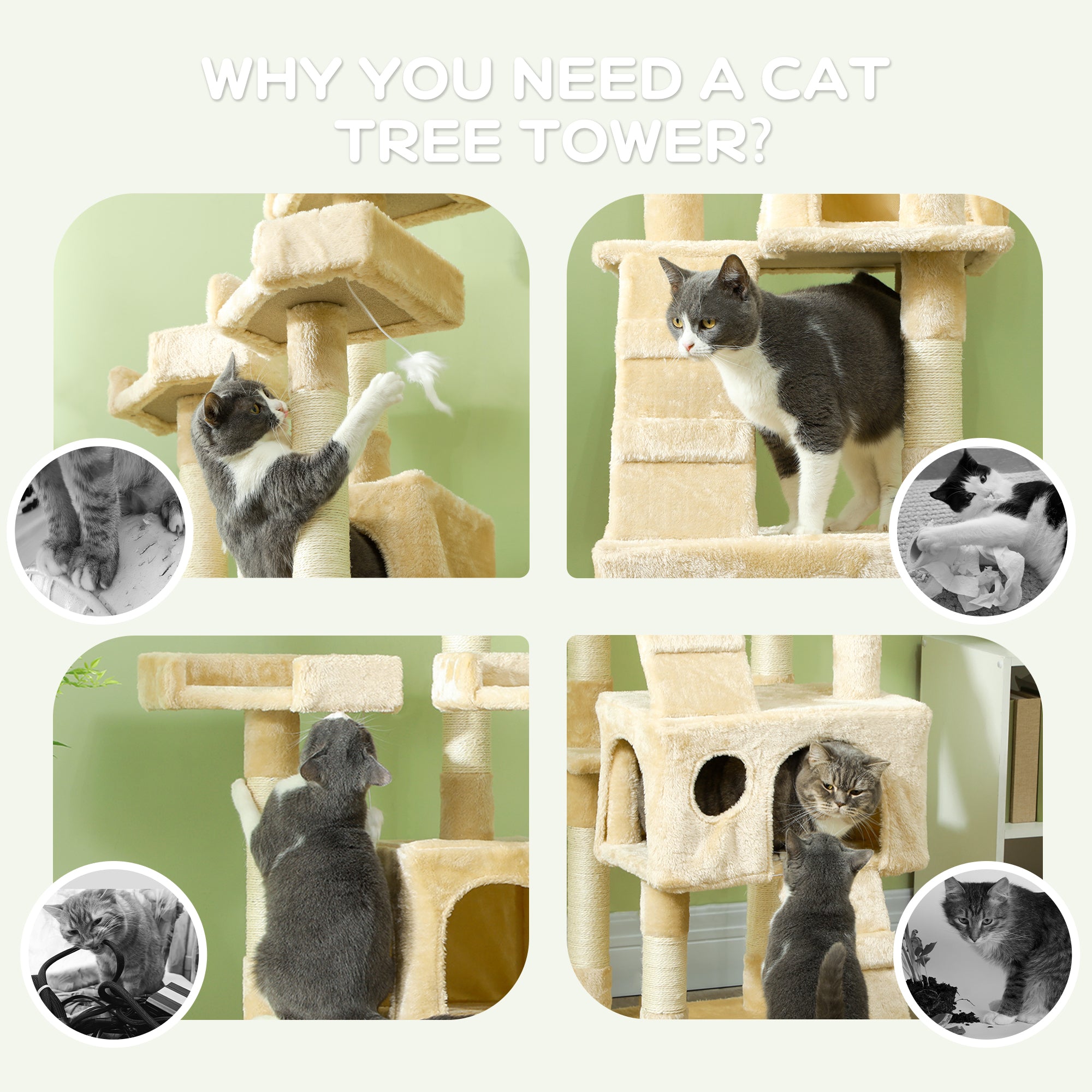 PawHut Cat Tree Scratching House, Activity Play Centre - North Peak Garden Furniture