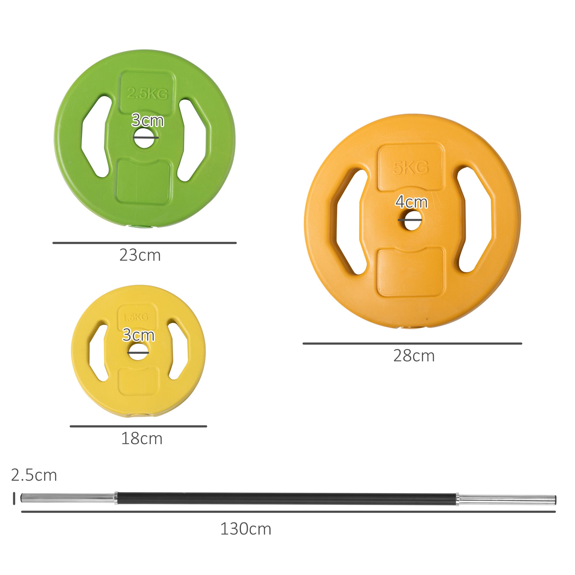 HOMCOM 20kg Barbell Weights Set, Adjustable Weights with Non-slip Handle, for Women and Men Home Gym Exercise Weight Strength Training - North Peak Garden Furniture