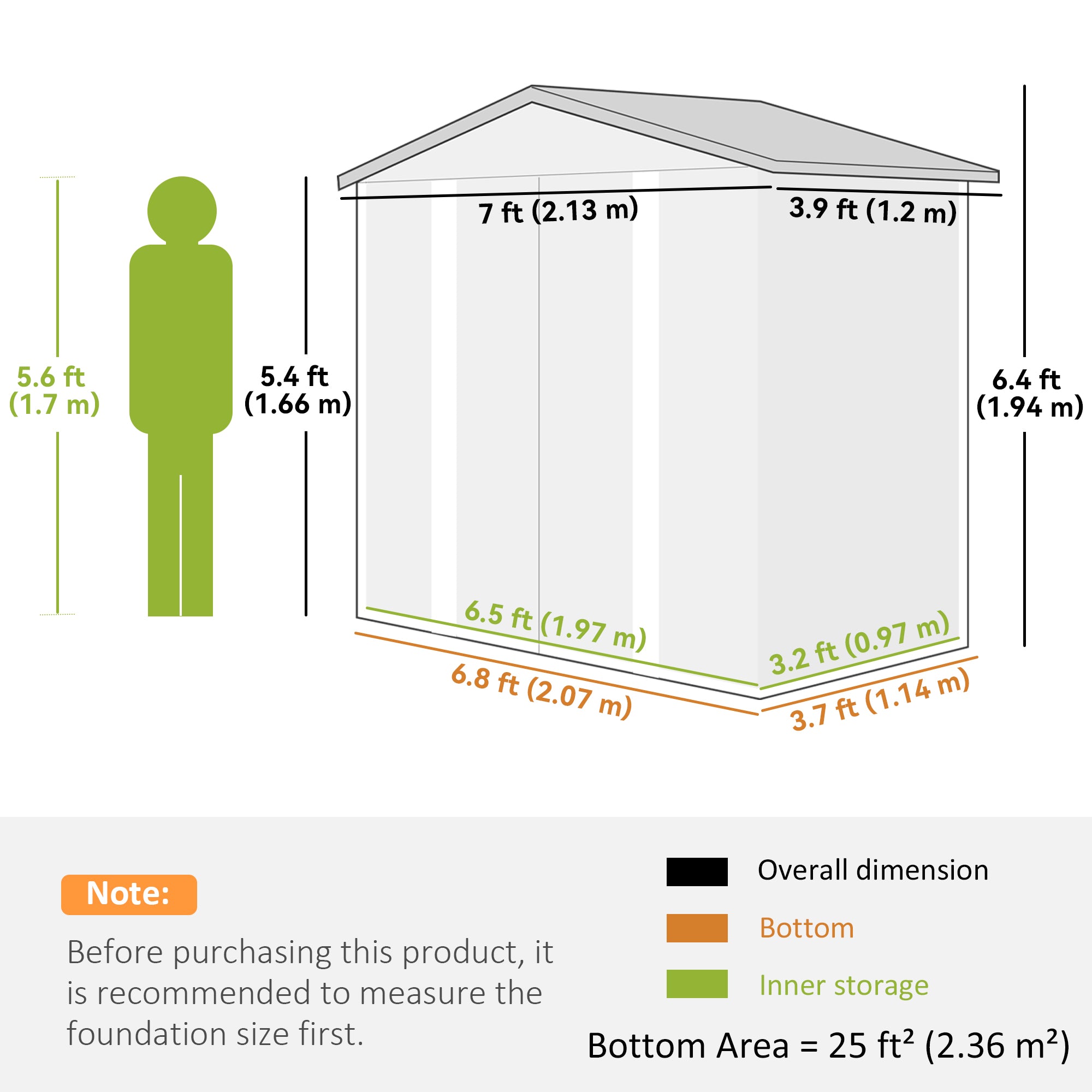 Outsunny 7 x 4ft Garden Shed, Easy to Assemble, Upgraded Galvanised Steel Frame with Foundation Kit, Double Doors with Lock, Outdoor Metal Shed with Vents and Gloves, Garden Storage Shed, Dark Grey - North Peak Garden Furniture