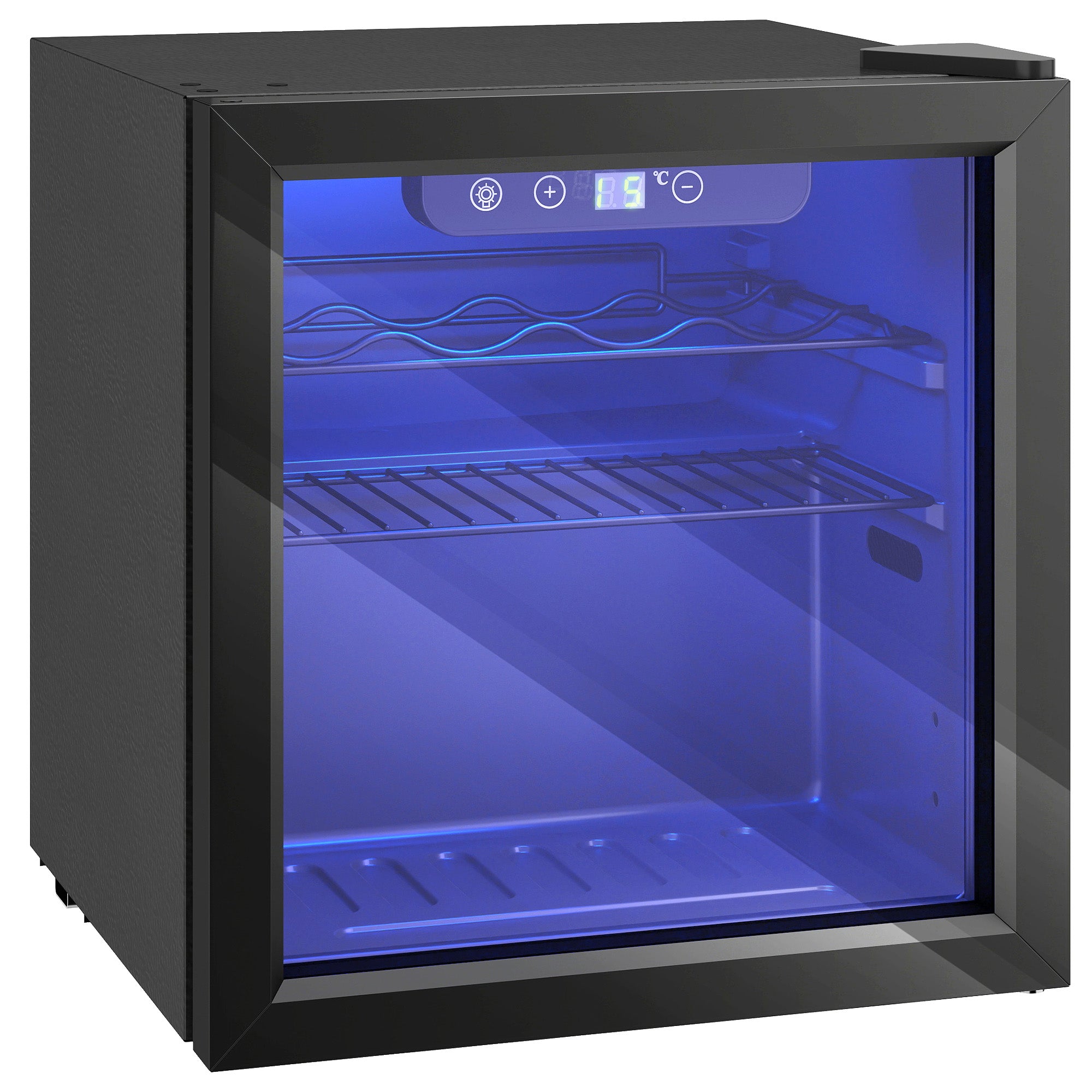 HOMCOM 12 Bottle Wine Cooler, 36 Litre Capacity, 4-16°C Under Counter Drinks Beer Wine Fridge with Glass Door, LED Light, Black