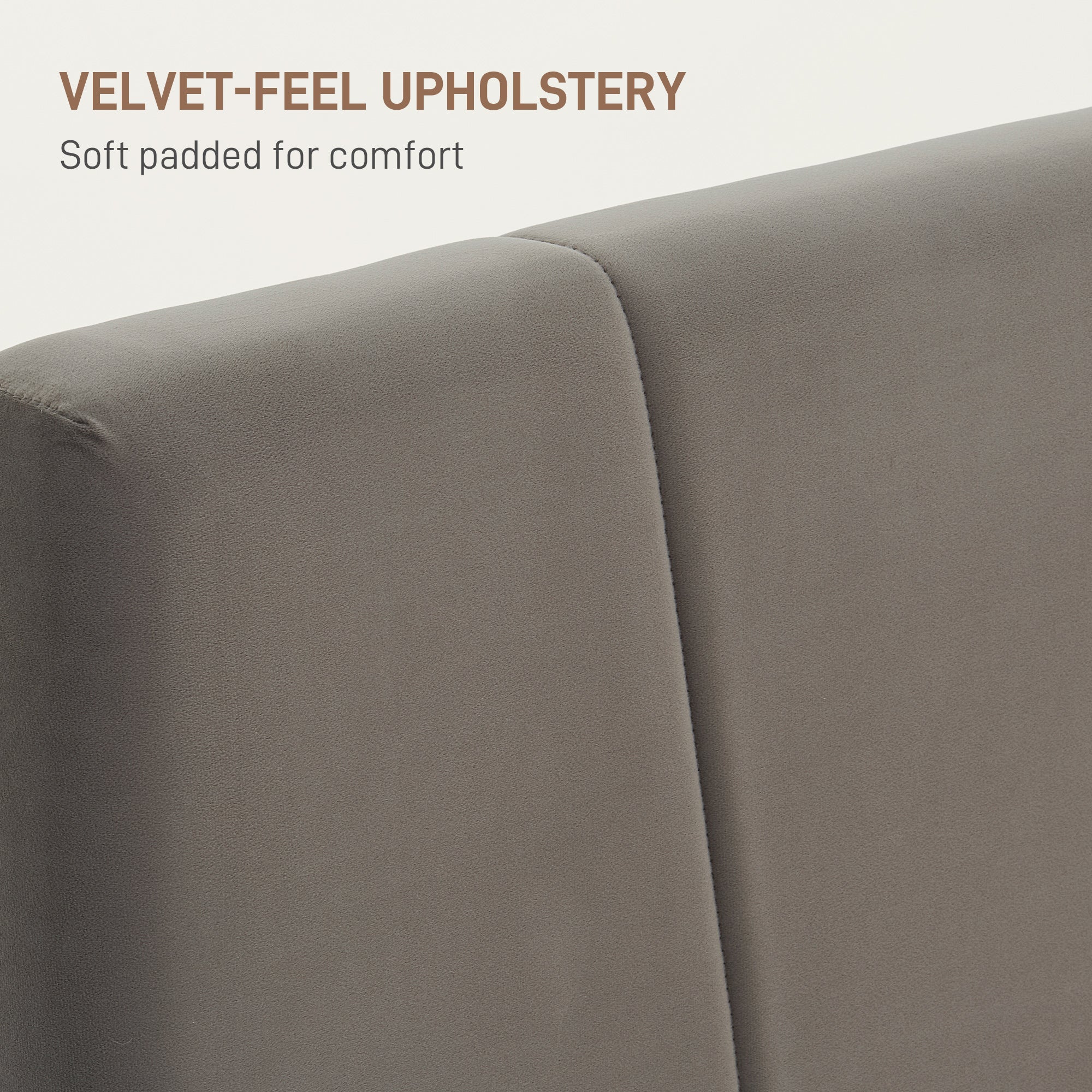 HOMCOM King Velvet-Feel Headboard Bed Frame - Grey - North Peak Garden Furniture