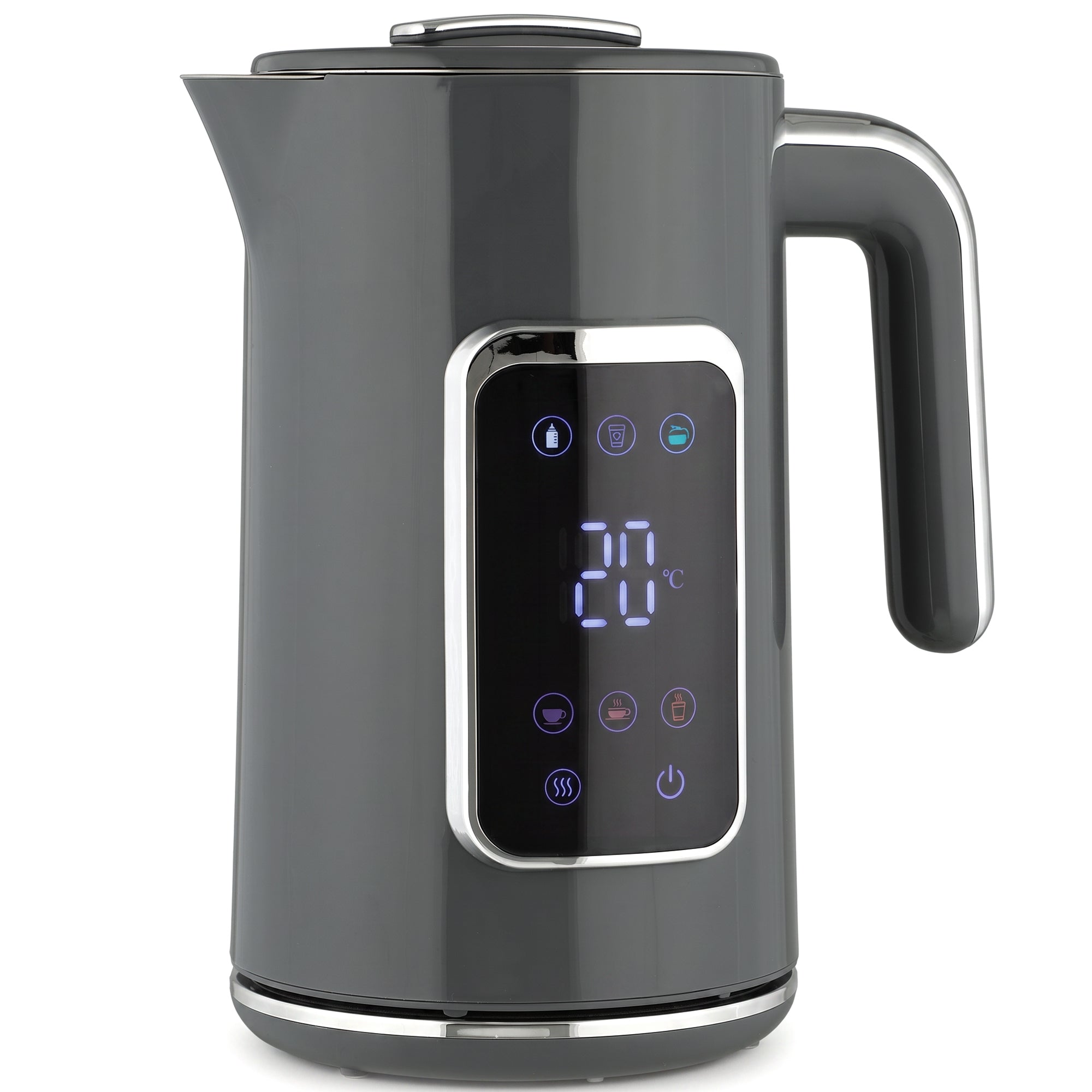 HOMCOM Electric Kettle, 1.7L Fast Boil 3000W Water Kettle with LED Display, Adjustable Temperature, Keep Warm Function, Grey