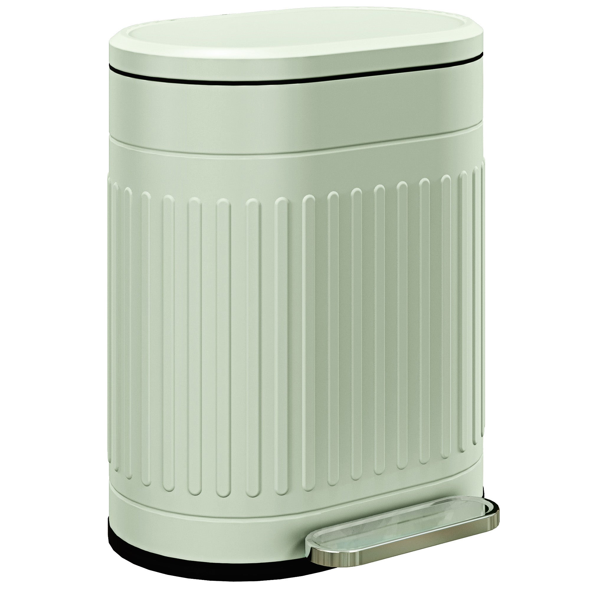 HOMCOM 20 Litre Pedal Bin, Fingerprint Proof Kitchen Bin with Soft-close Lid, Metal Rubbish Bin with Foot Pedal and Removable Inner Bucket, Light Green - North Peak Garden Furniture