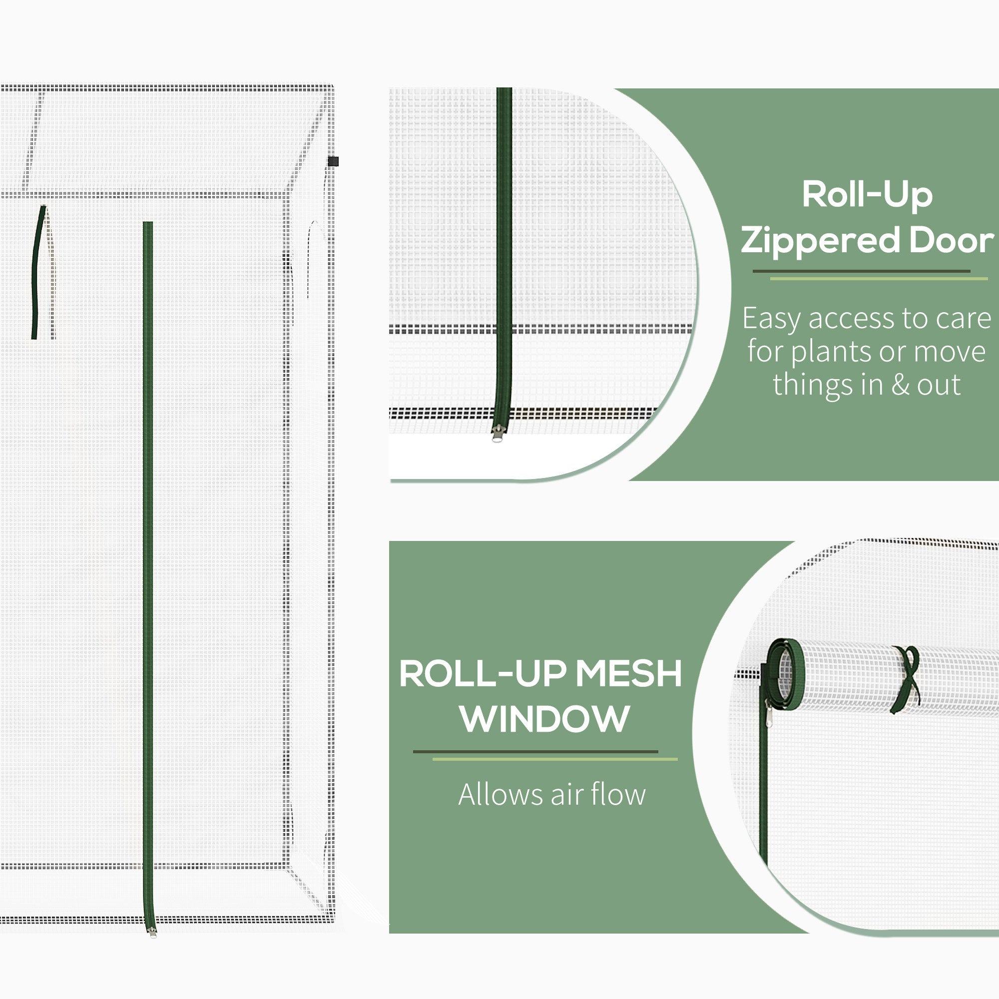 Outsunny 200x76x168cm Walk-in Garden Greenhouse Patio Hot House, Plants Flowers Herbs Tomato Grow w/ Steel Frame Door Window Balcony Patio - North Peak Garden Furniture