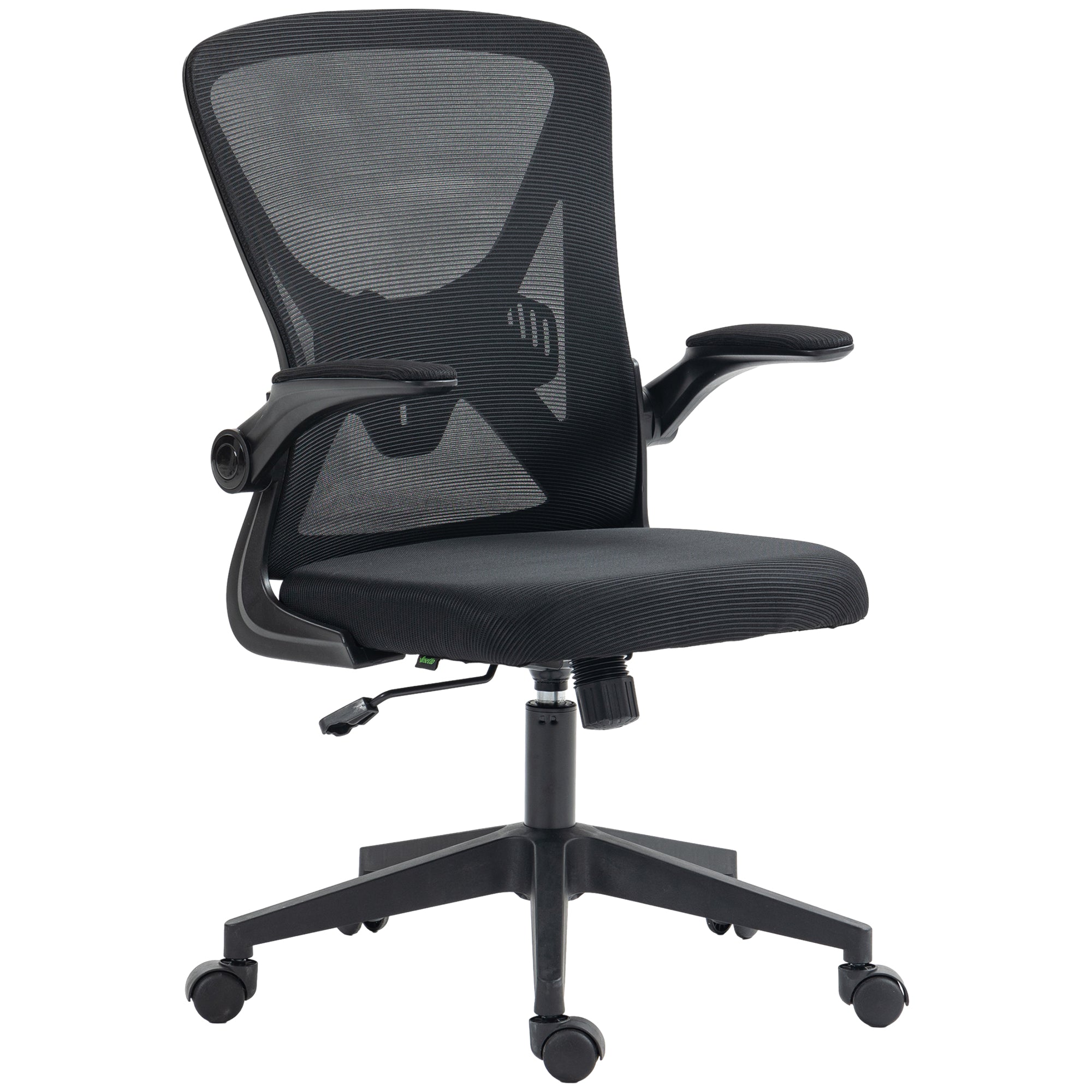 Vinsetto Mesh Back Office Chair, with Flip-Up Arms - Black - North Peak Garden Furniture