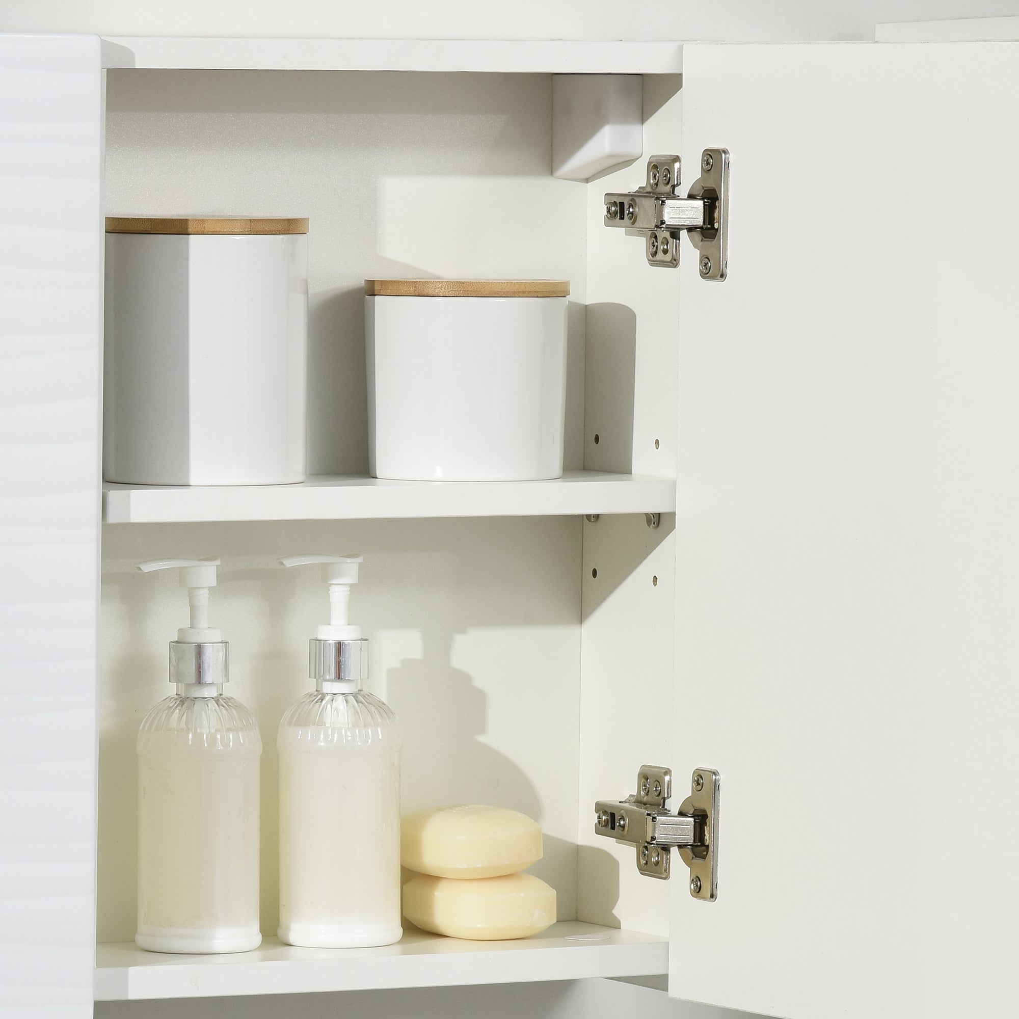 kleankin Bathroom Cabinet with Mirror, Double Door Wall Mounted Storage Cupboard Organizer with Adjustable Shelves, White - North Peak Garden Furniture